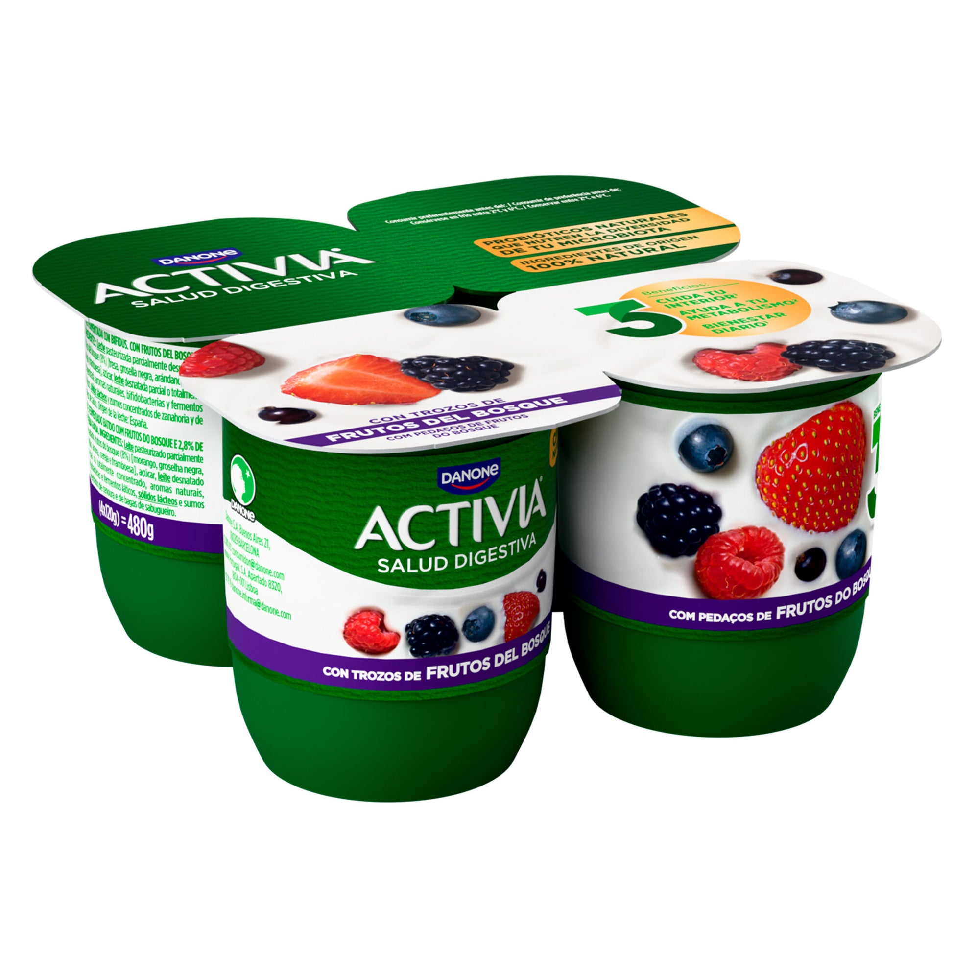 Yogur bifidus frutos del bosque activia Danone p4 125g/u