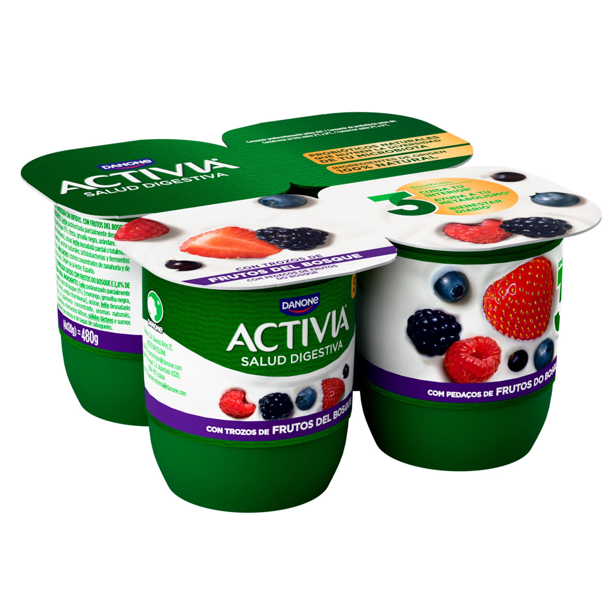 Yogur bifidus frutos del bosque activia Danone p4 125g/u