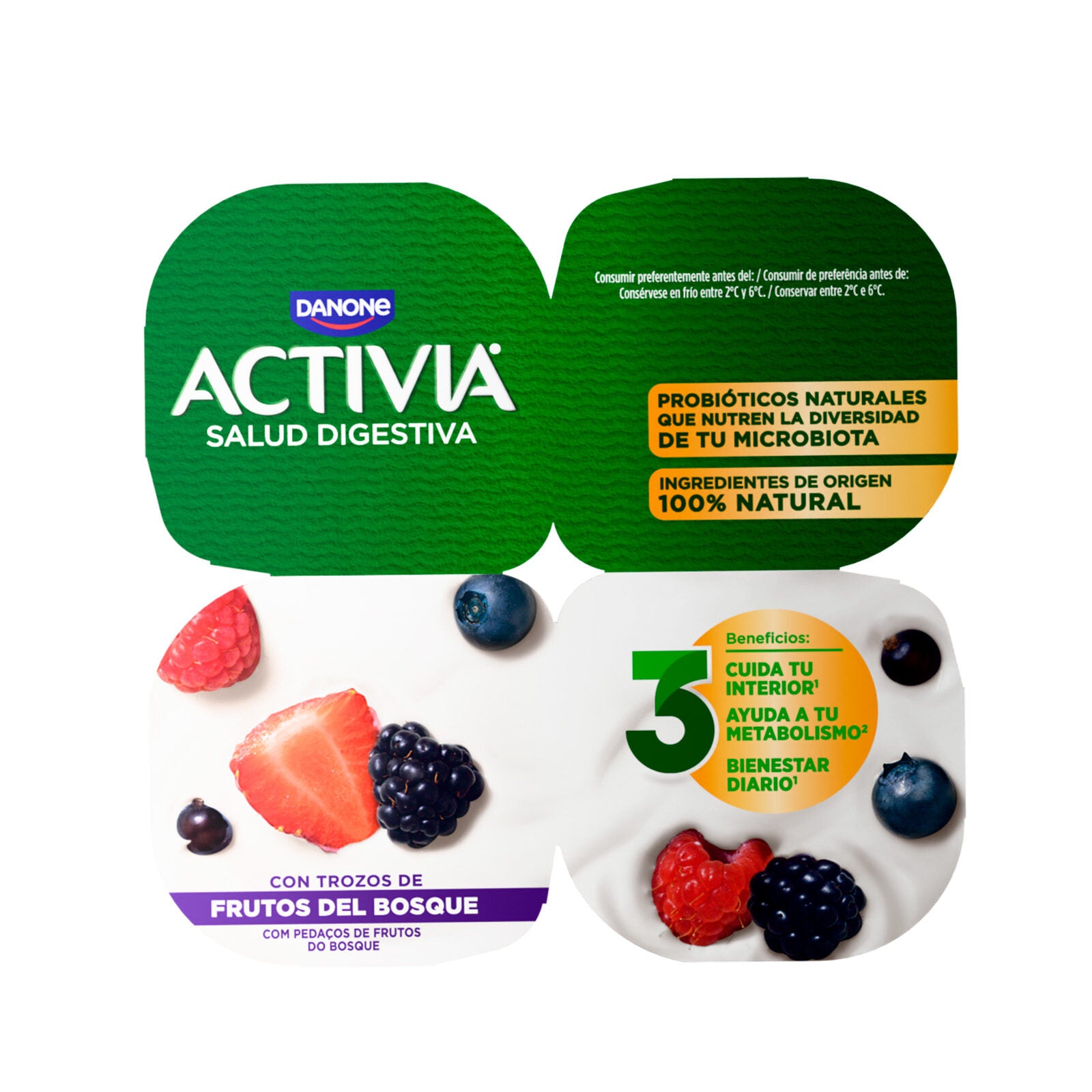 Yogur bifidus frutos del bosque activia Danone p4 125g/u