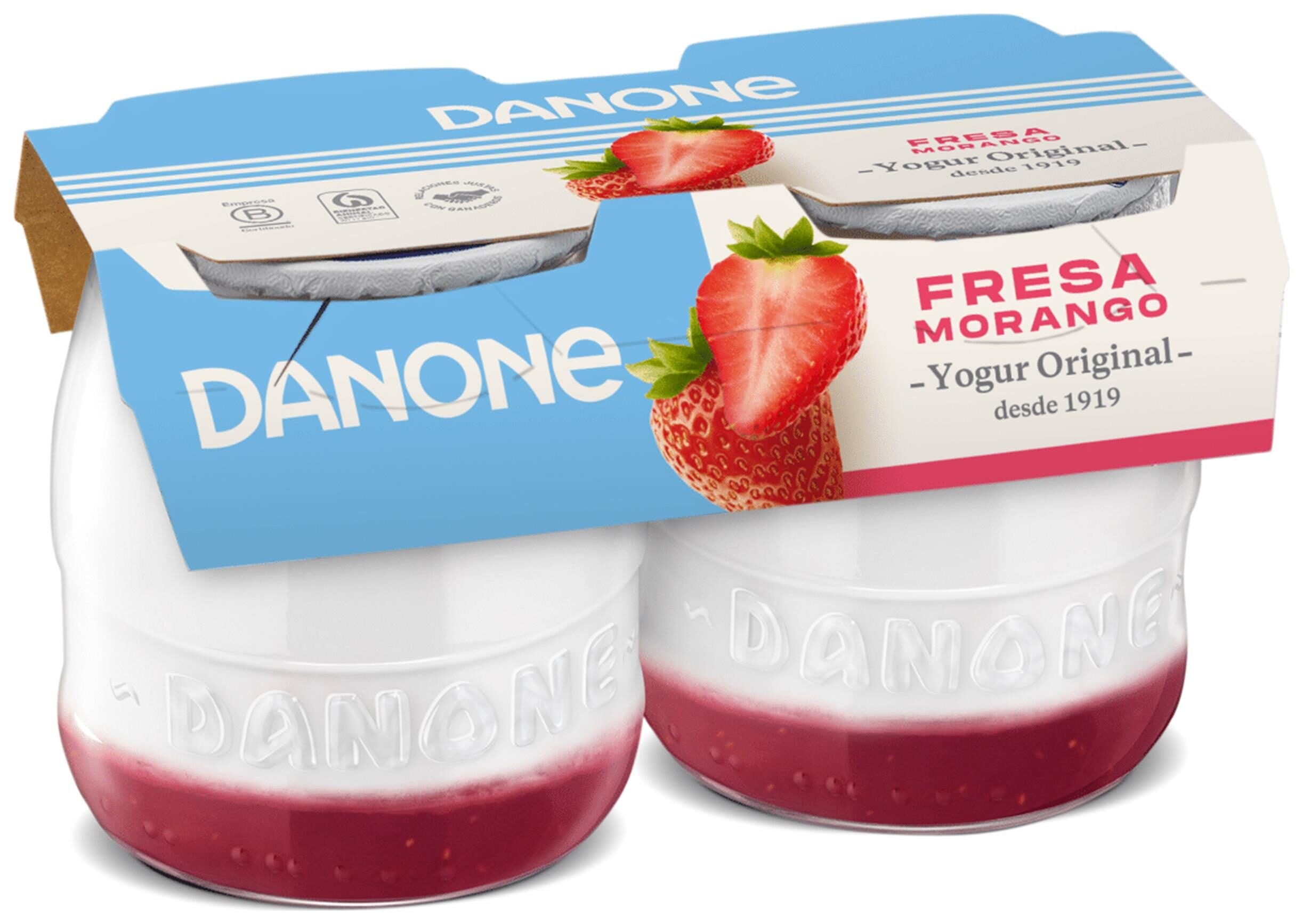 Yogur original c/fresas cristal Danone p2 135g/u