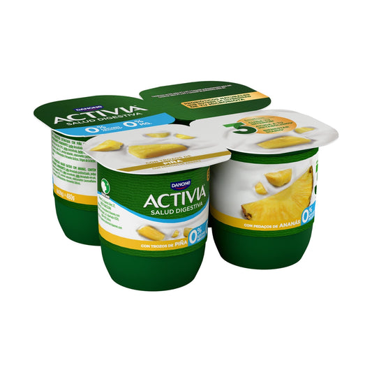 Yogur bifidus desnatado c/piña activia 0% Danone p4 125g/u La Despensa