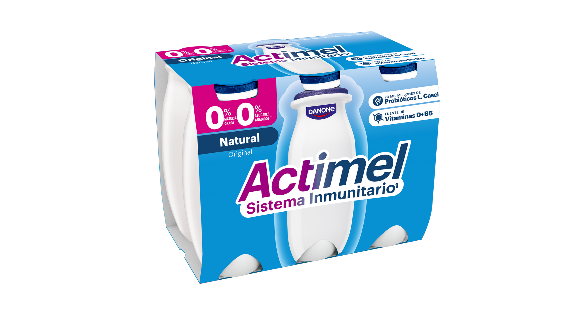 Yogur liquido desnatado natural actimel 0% Danone p6 100g/u