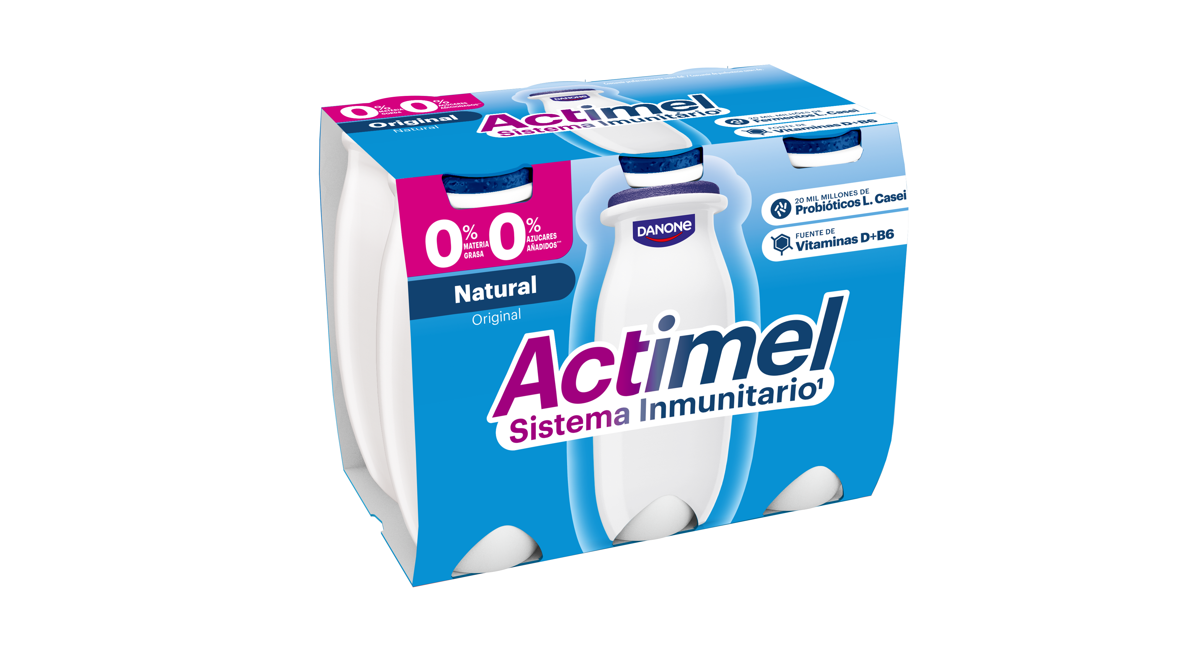 Yogur liquido desnatado natural actimel 0% Danone p6 100g/u