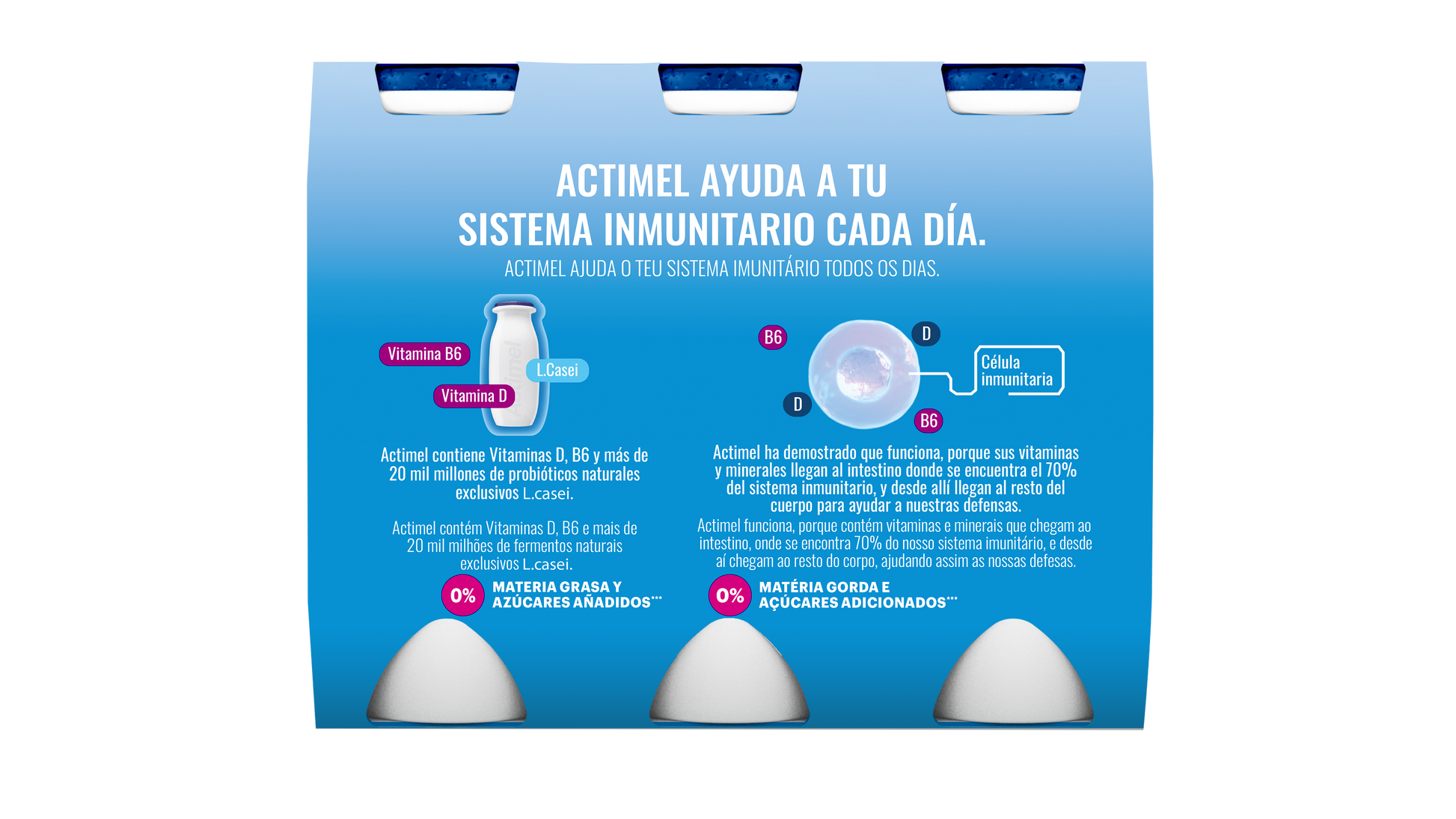 Yogur liquido desnatado natural actimel 0% Danone p6 100g/u