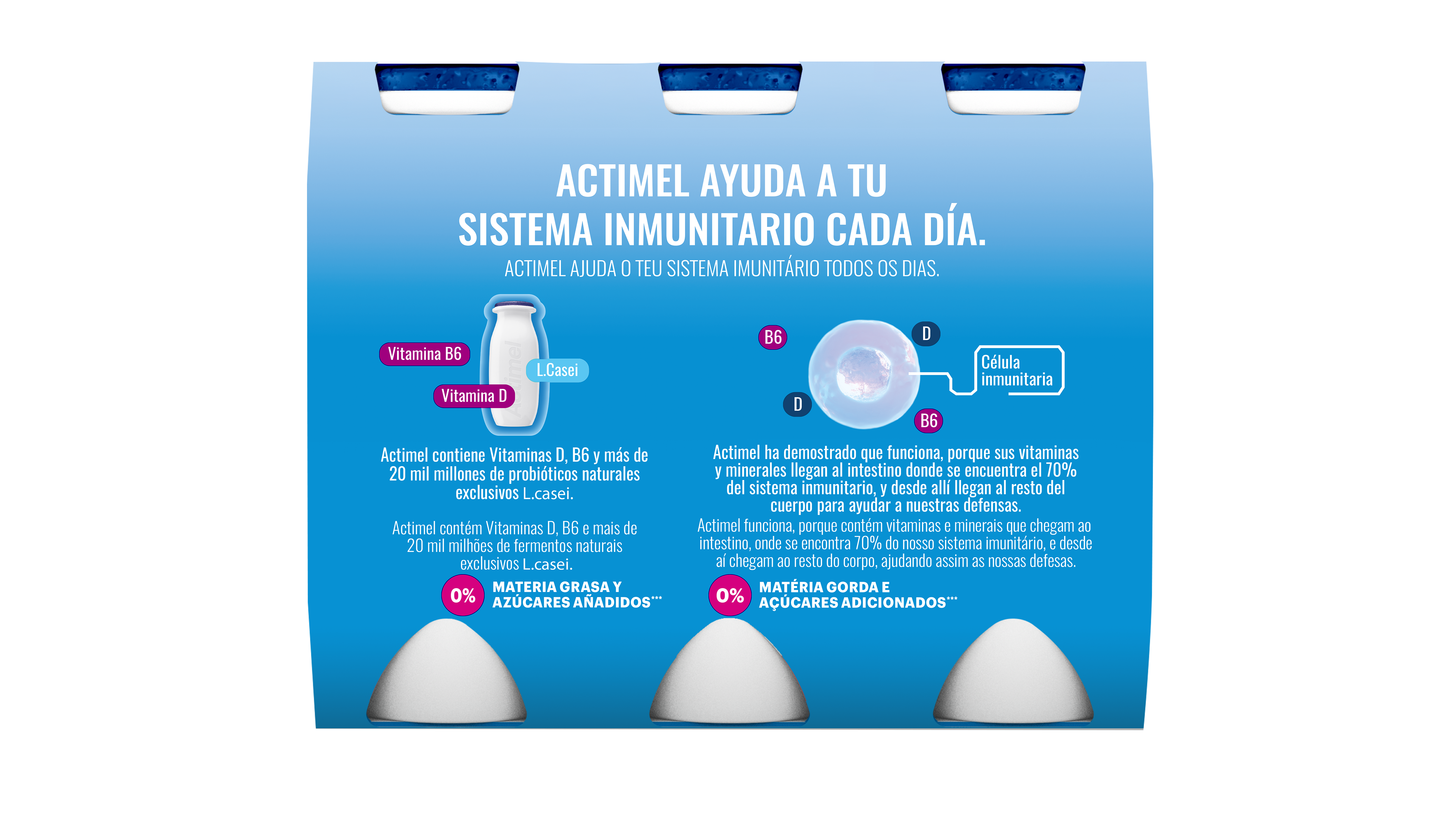 Yogur liquido desnatado natural actimel 0% Danone p6 100g/u