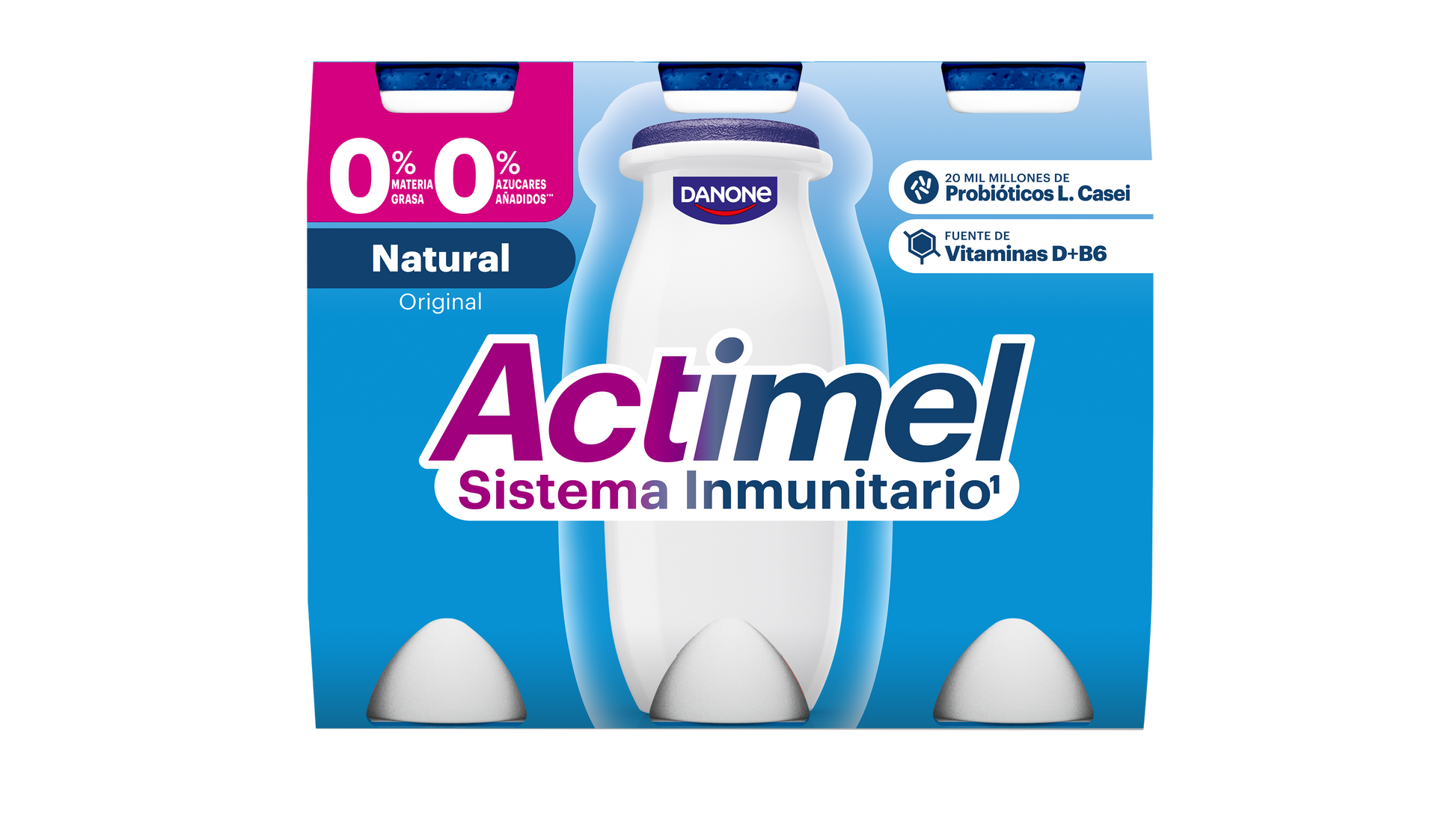 Yogur liquido desnatado natural actimel 0% Danone p6 100g/u