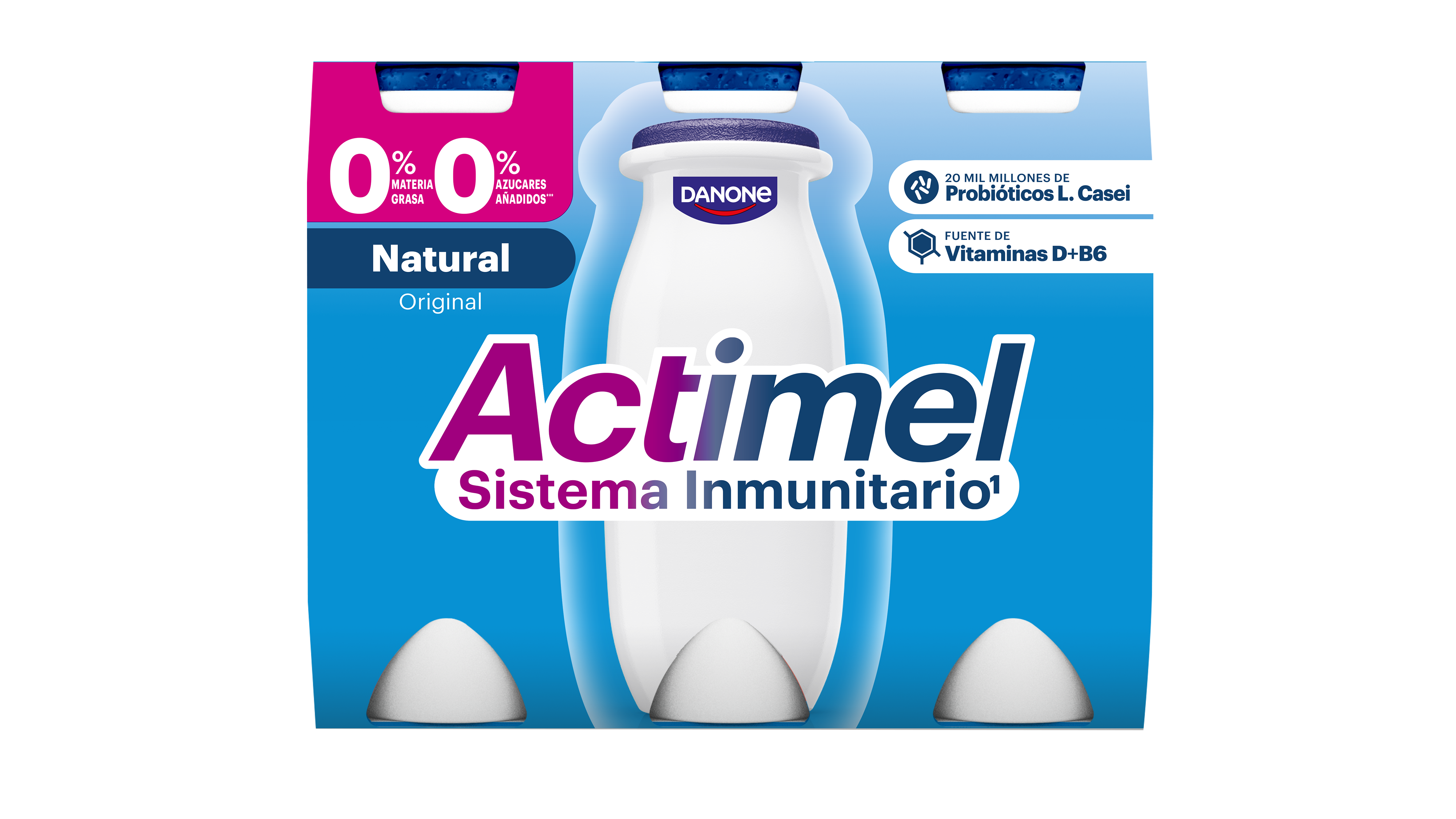 Yogur liquido desnatado natural actimel 0% Danone p6 100g/u