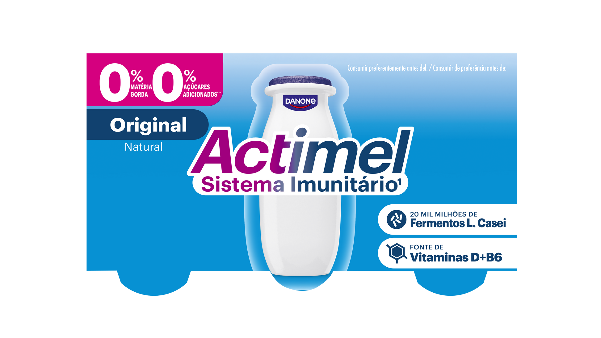 Yogur liquido desnatado natural actimel 0% Danone p6 100g/u
