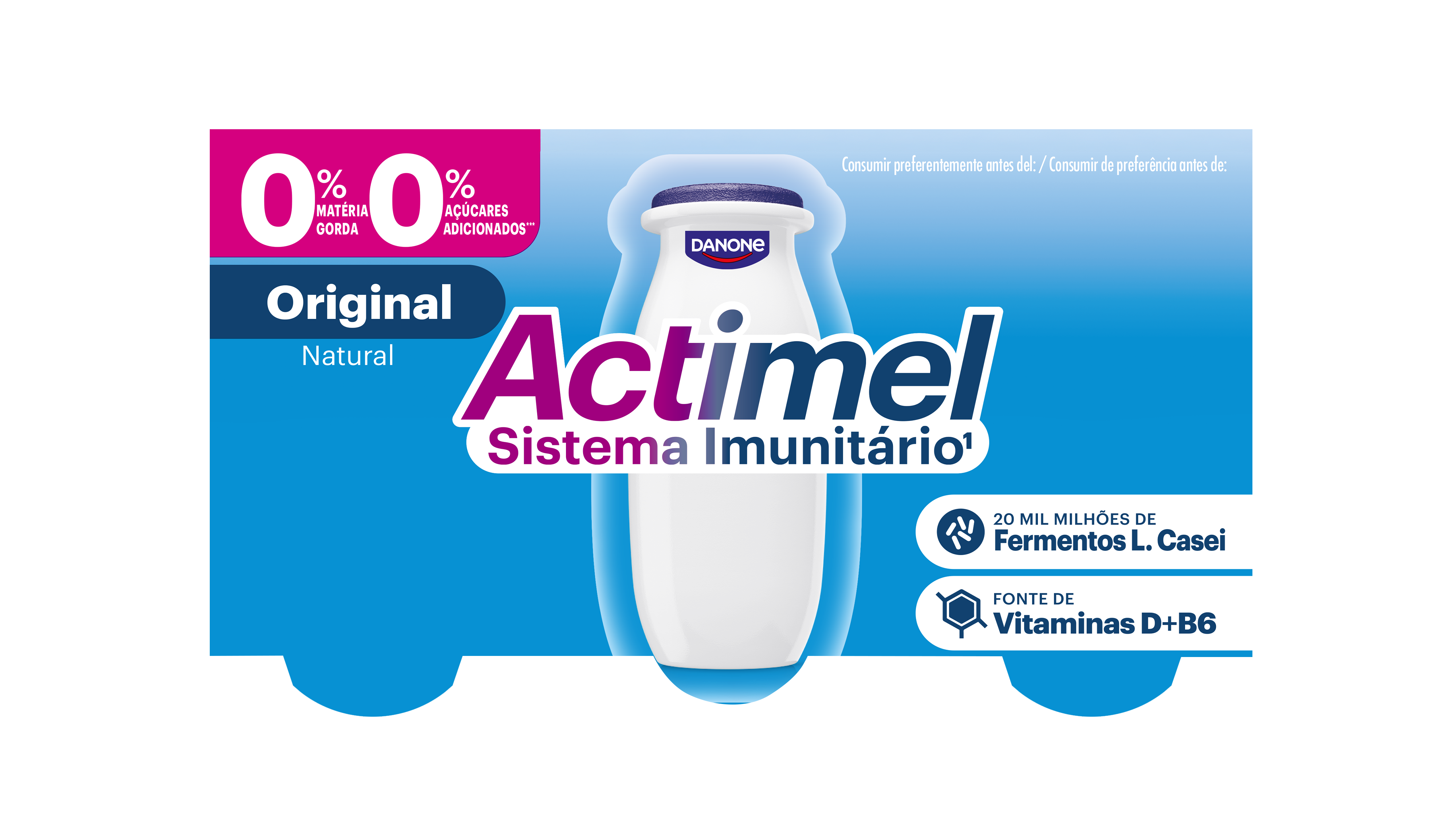 Yogur liquido desnatado natural actimel 0% Danone p6 100g/u
