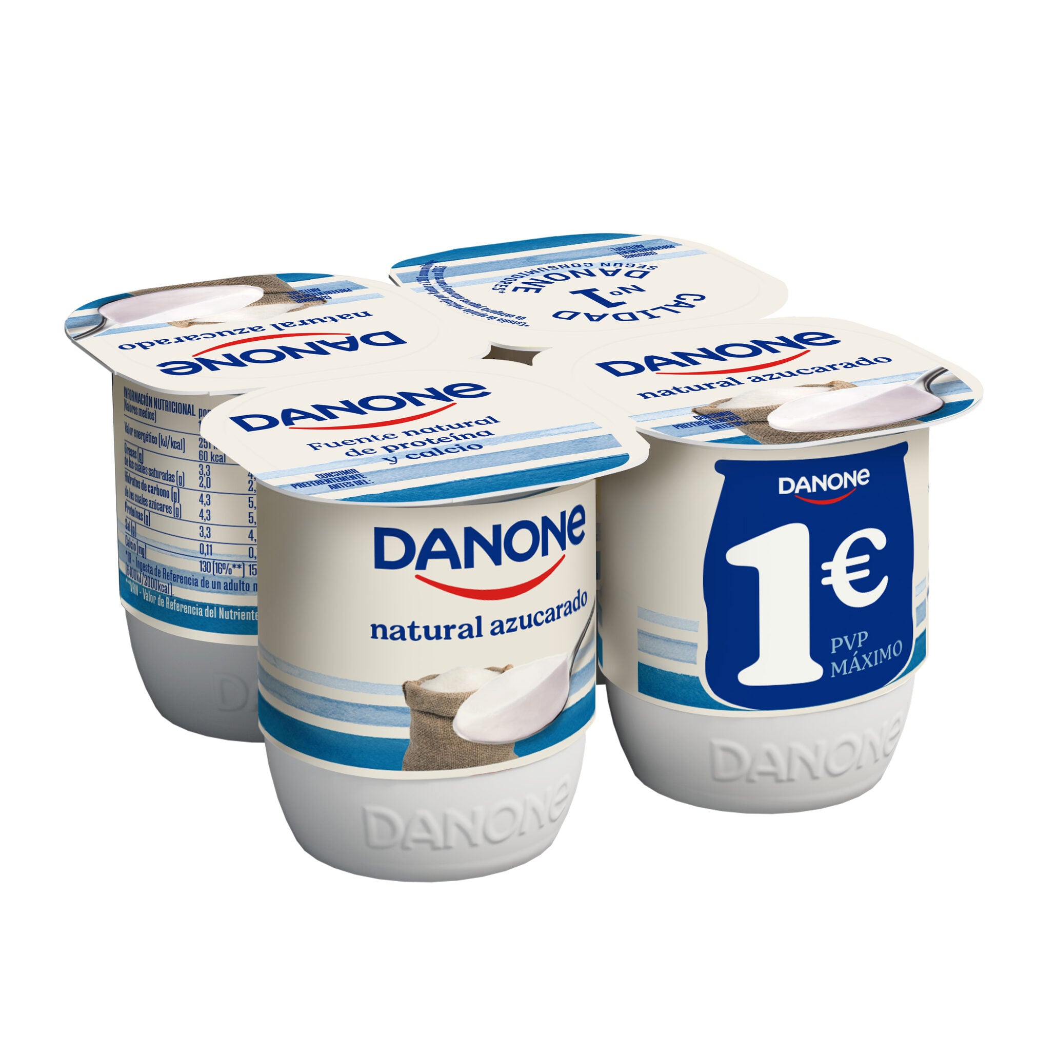 Yogur natural azucarado Danone p4 120g/u