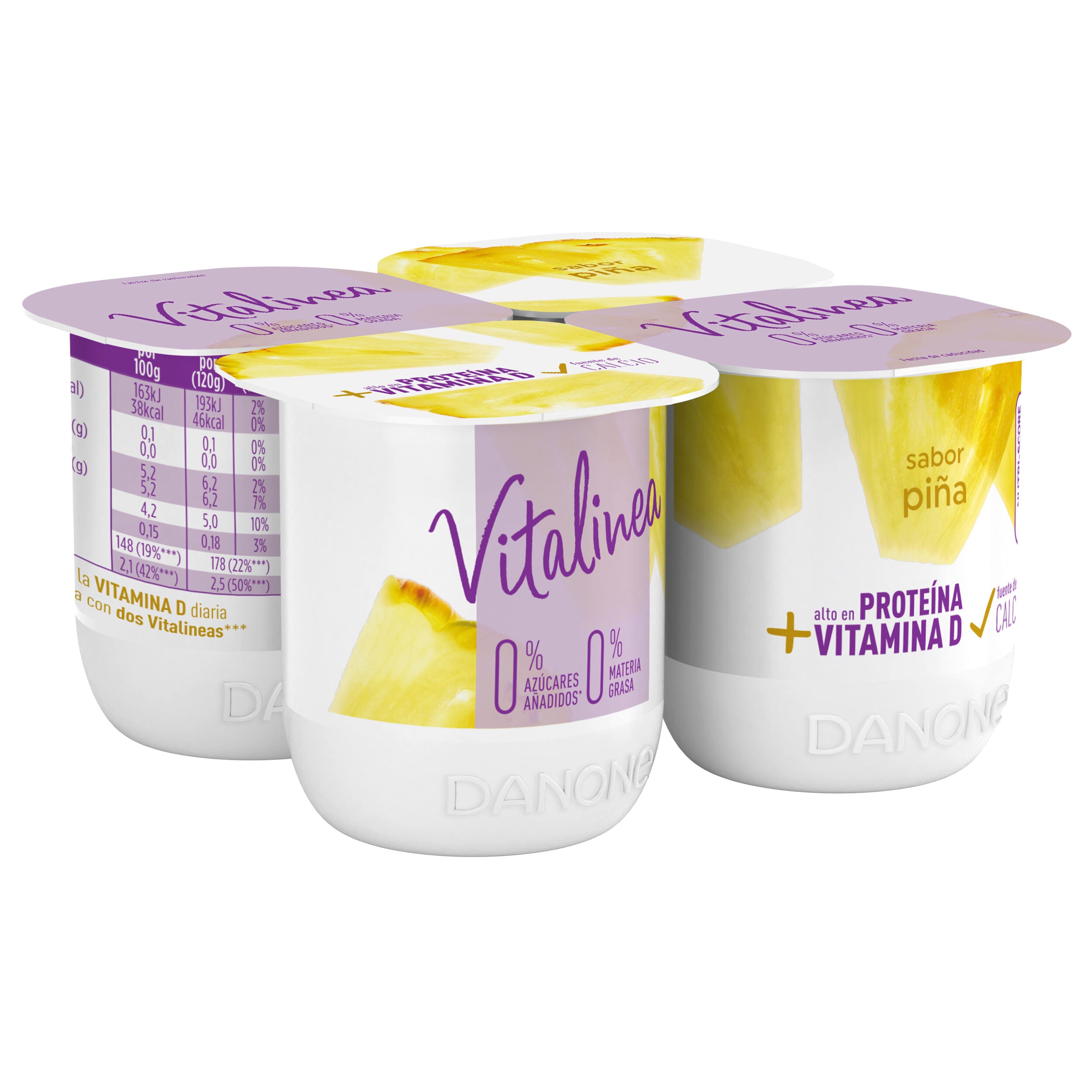 Yogur desnatado piña vitalinea 0% Danone p4 125g/u