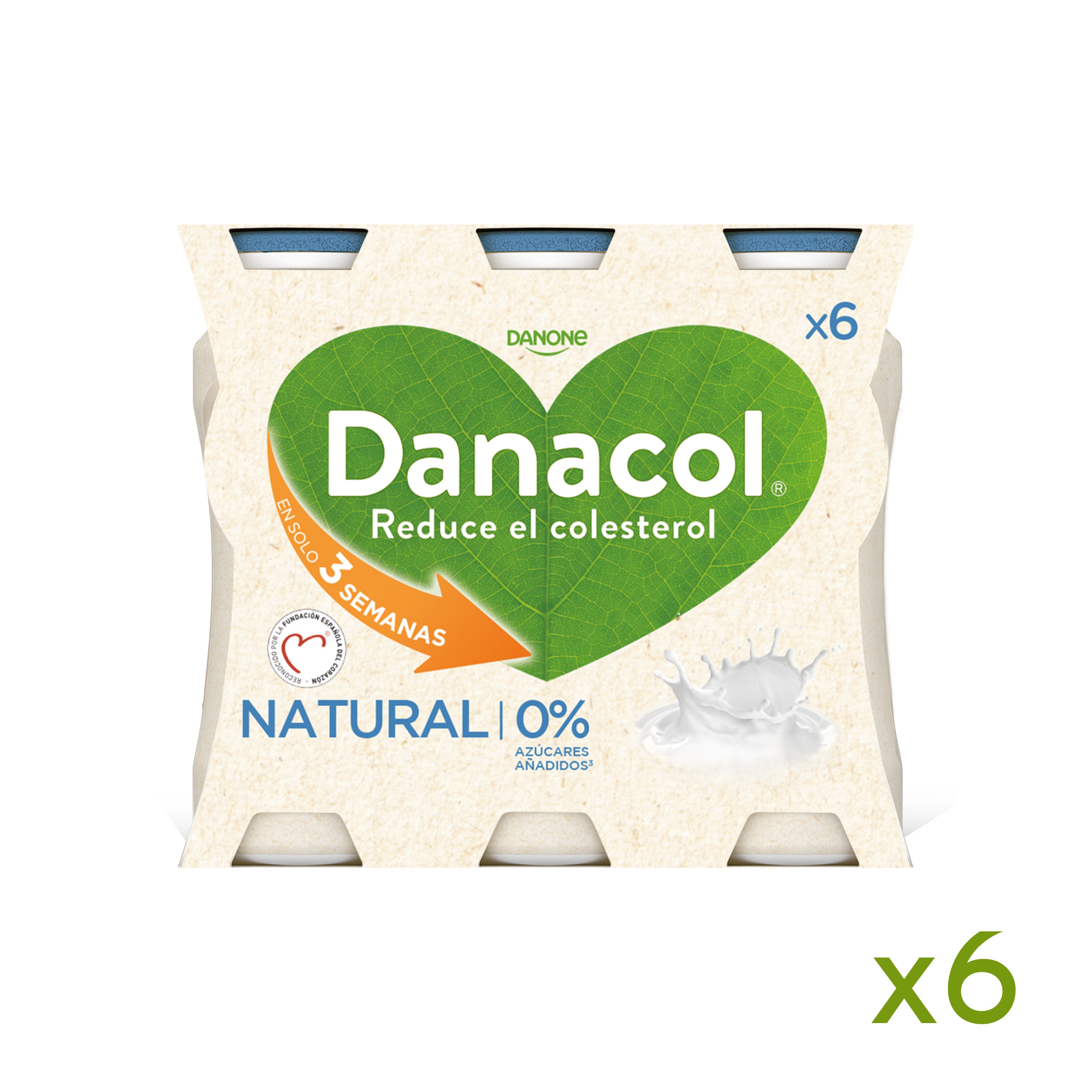 Yogur liquido natural danacol 0% Danone p6 100g/u