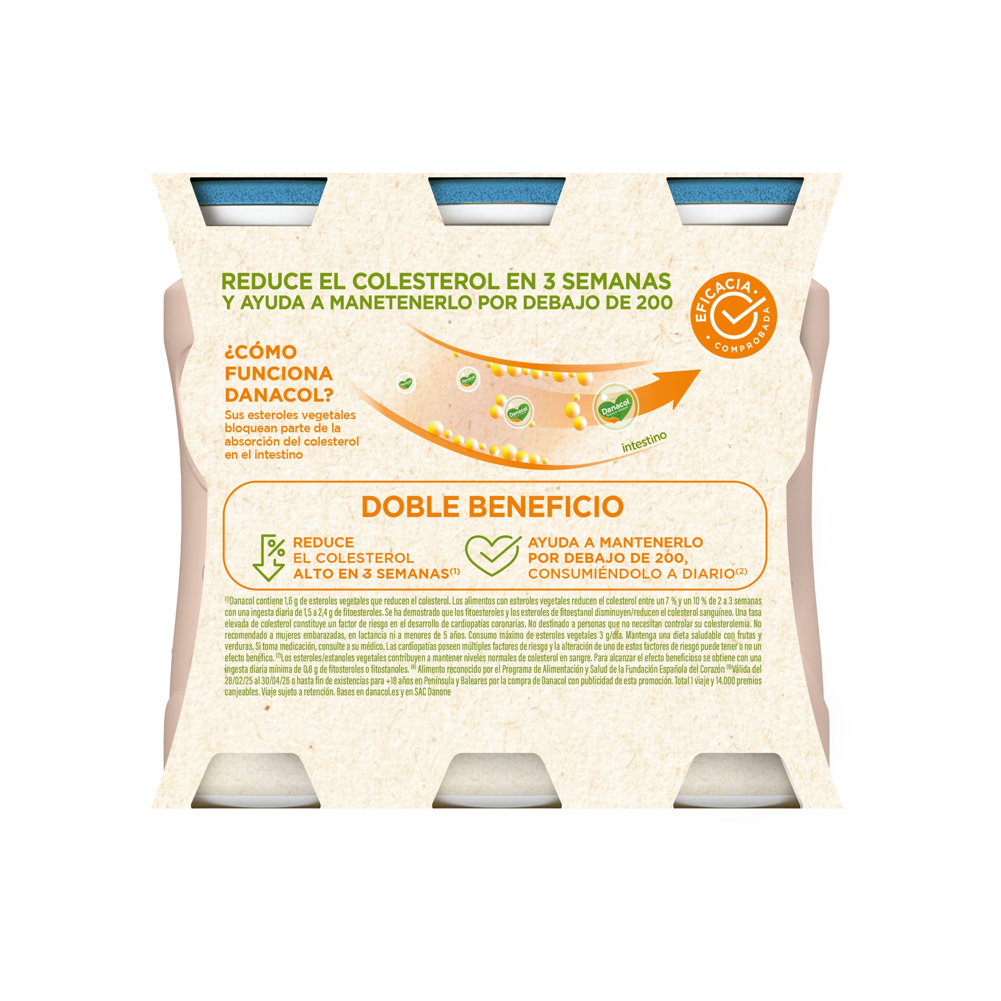 Yogur liquido natural danacol 0% Danone p6 100g/u