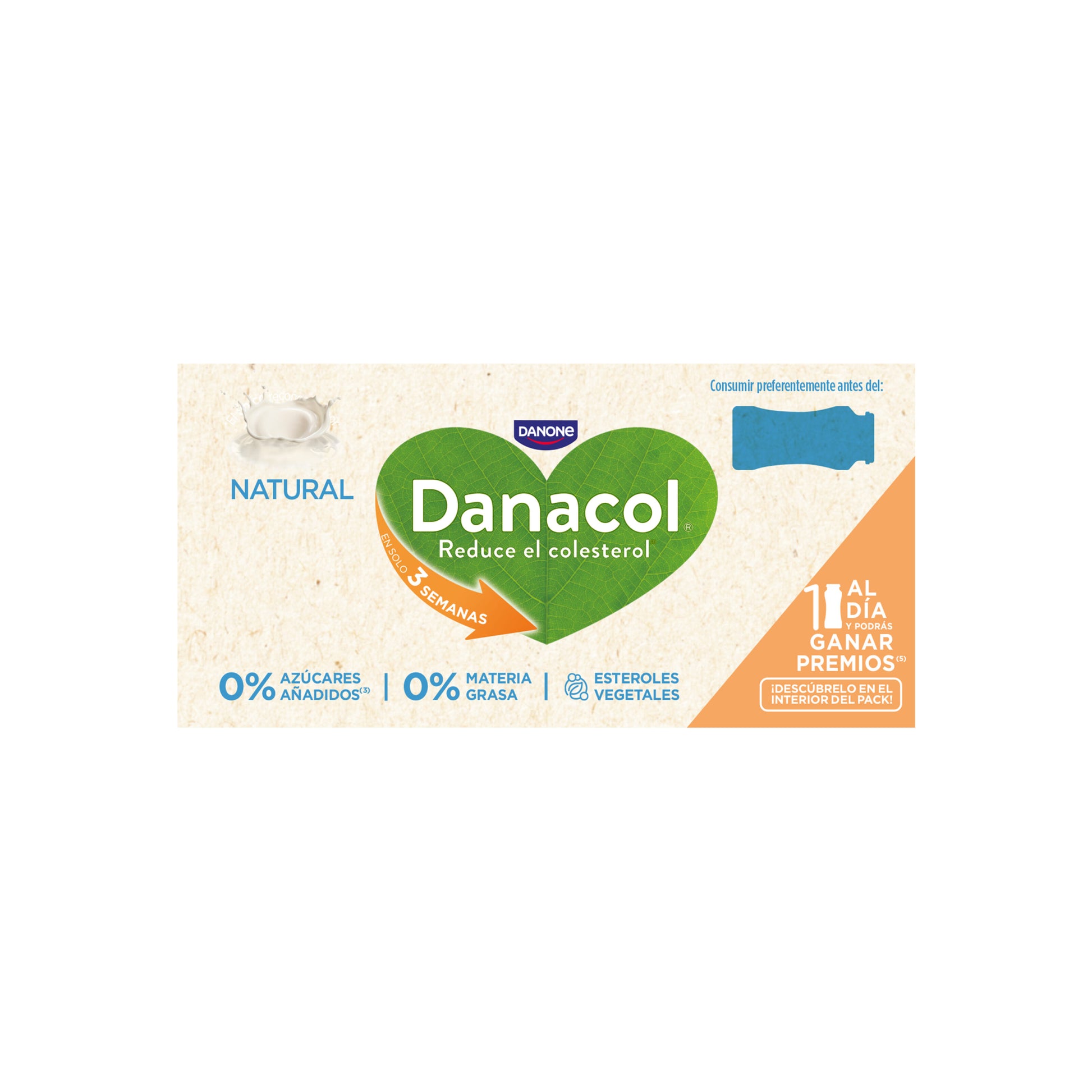 Yogur liquido natural danacol 0% Danone p6 100g/u