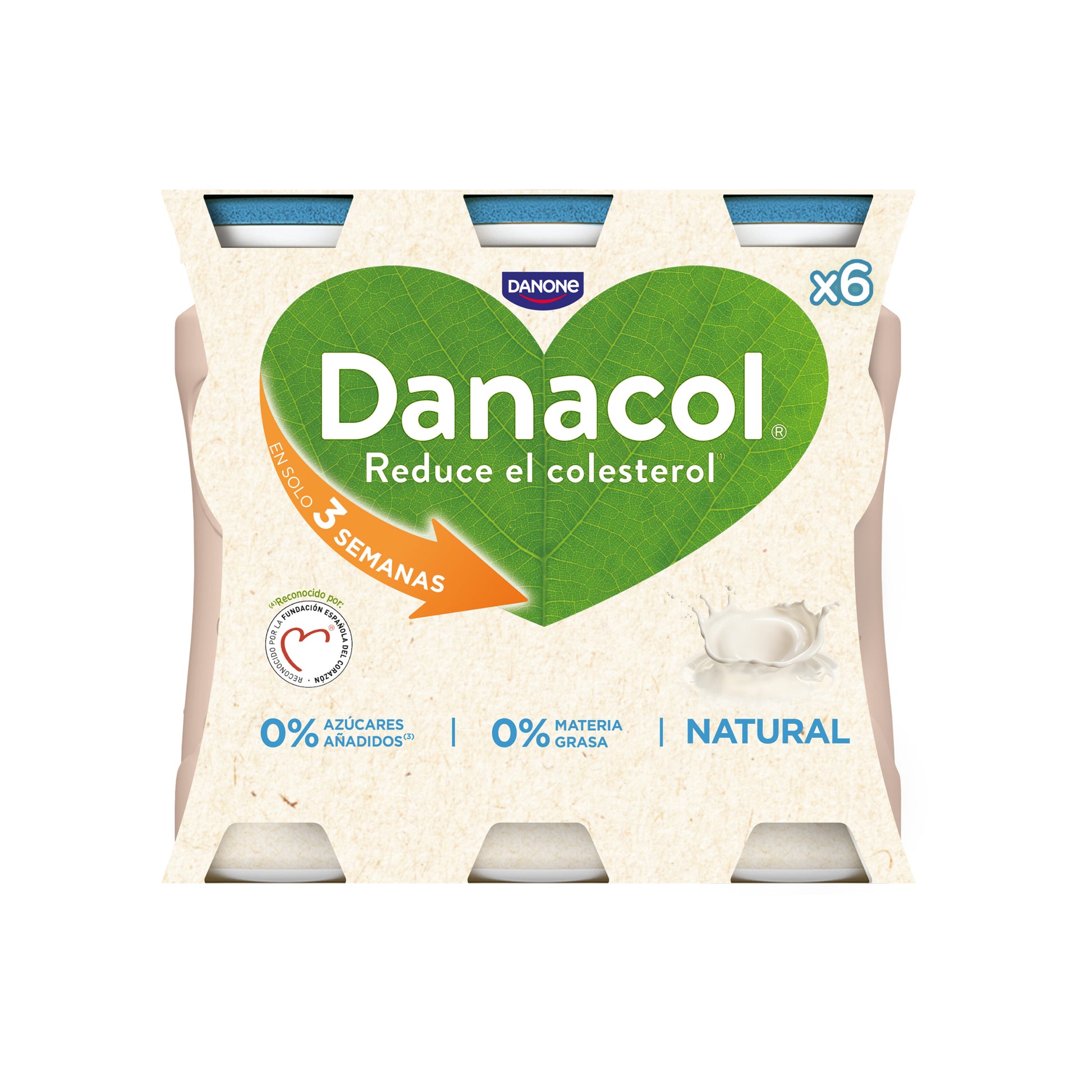 Yogur liquido natural danacol 0% Danone p6 100g/u