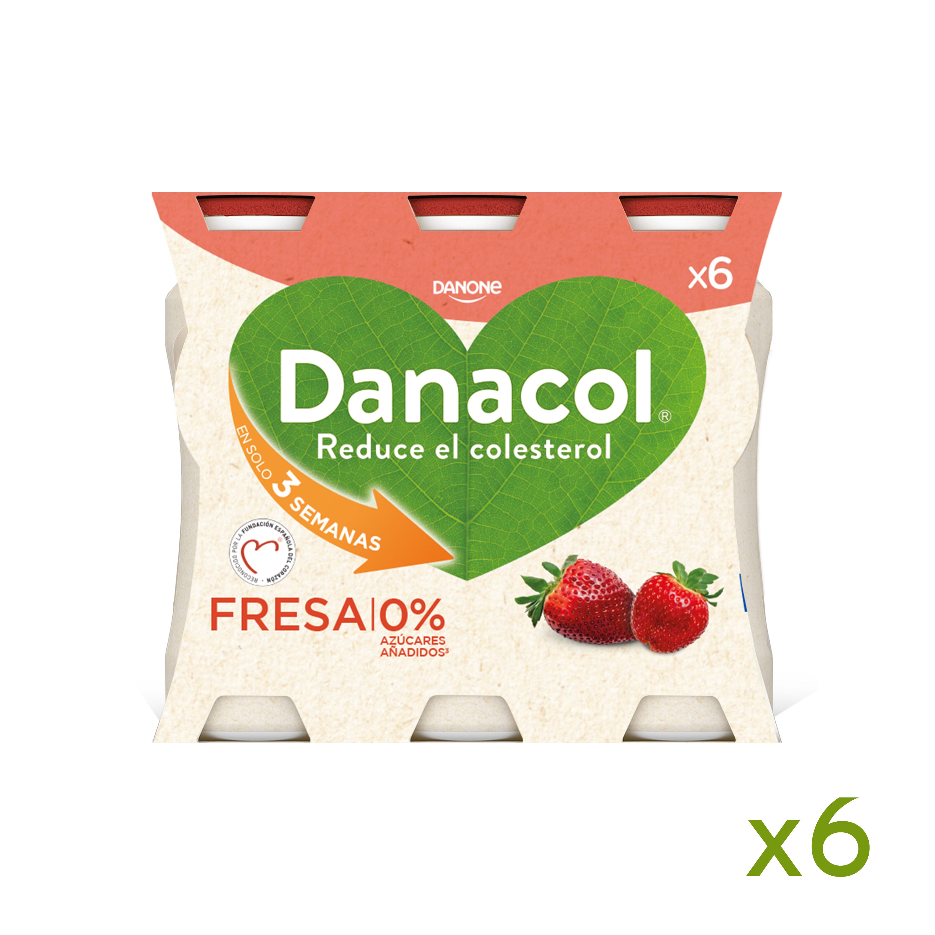 Yogur liquido fresa danacol 0% Danone p6 100g/u
