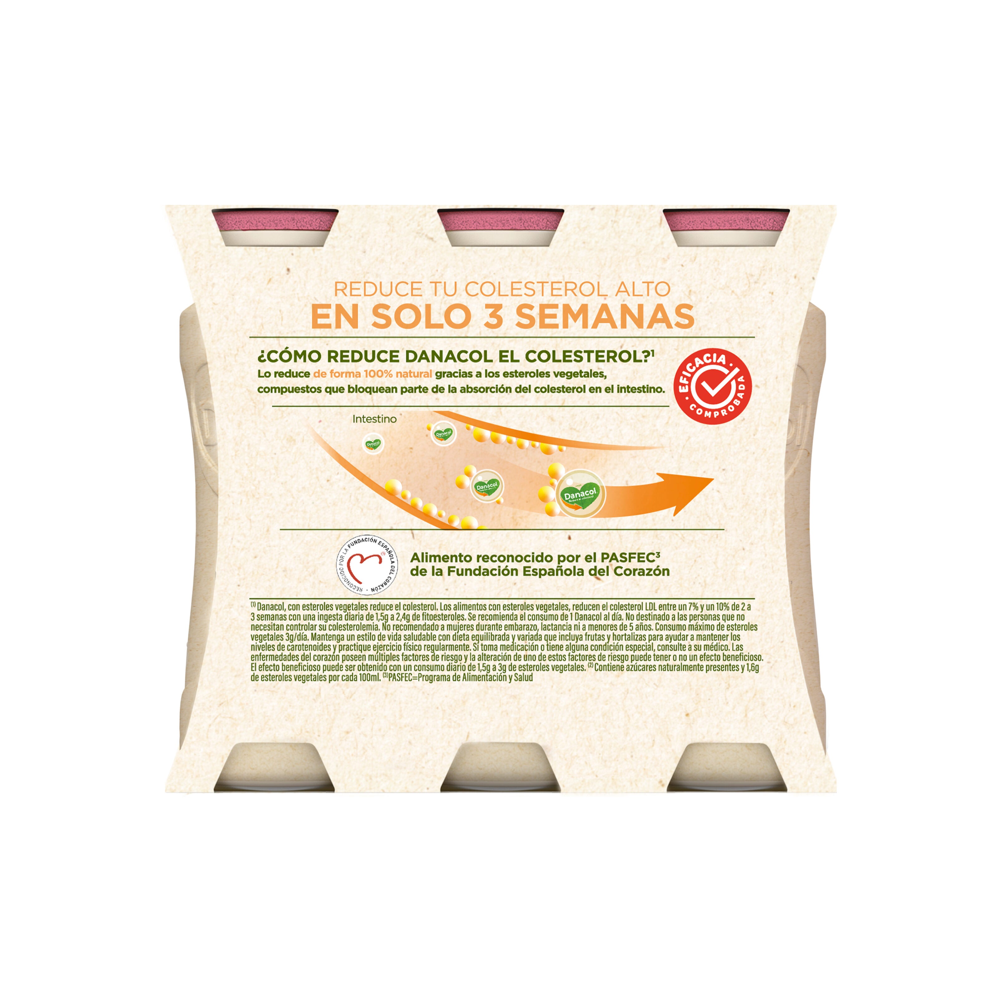 Yogur liquido fresa danacol 0% Danone p6 100g/u