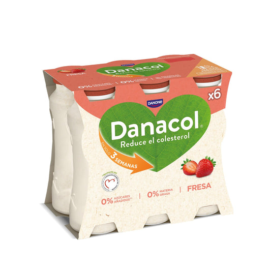 Yogur liquido fresa danacol 0% Danone p6 100g/u La Despensa