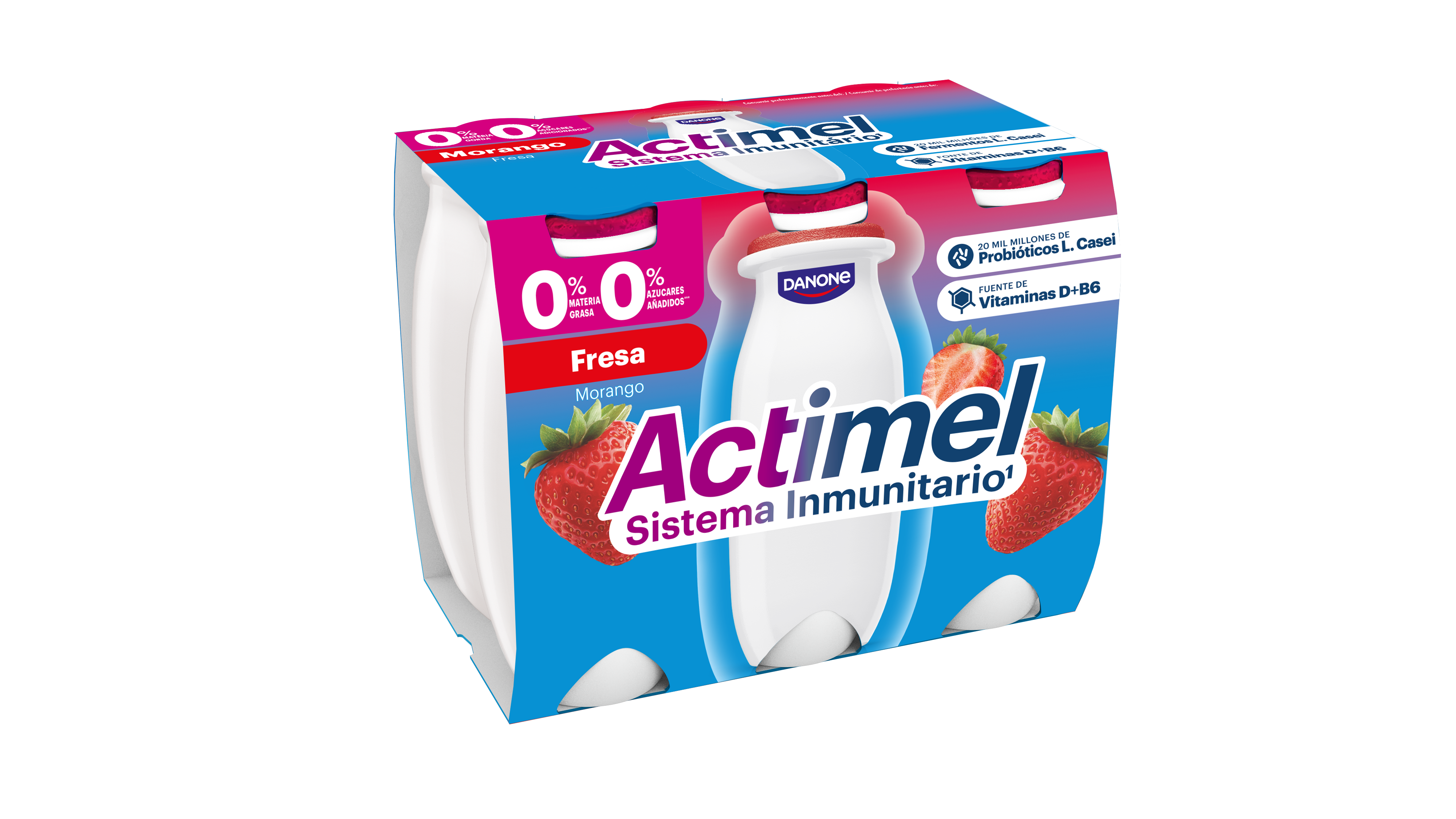Yogur liquido fresa actimel 0% Danone p6 100g/u