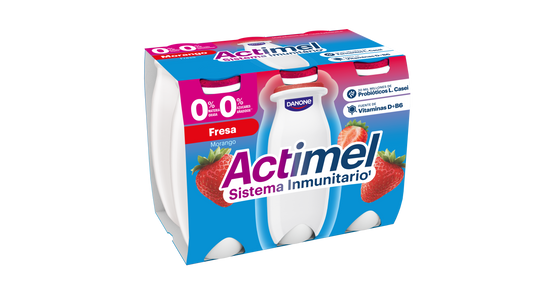 Yogur liquido fresa actimel 0% Danone p6 100g/u La Despensa