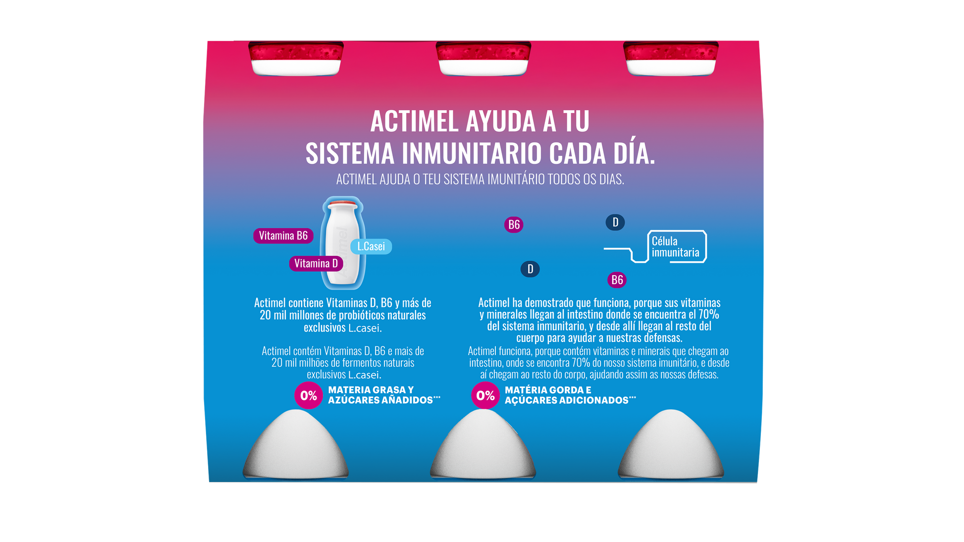 Yogur liquido fresa actimel 0% Danone p6 100g/u