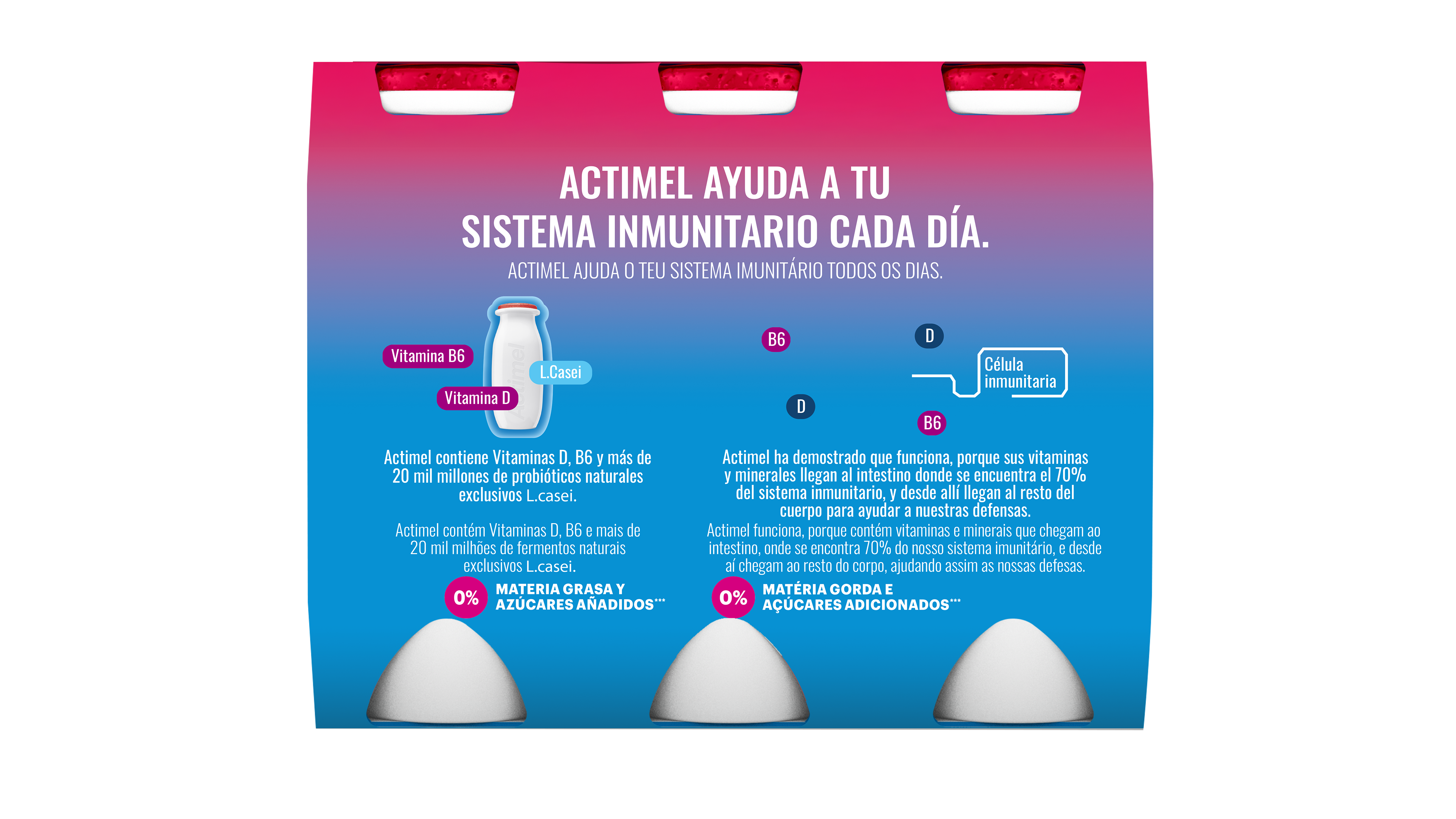 Yogur liquido fresa actimel 0% Danone p6 100g/u