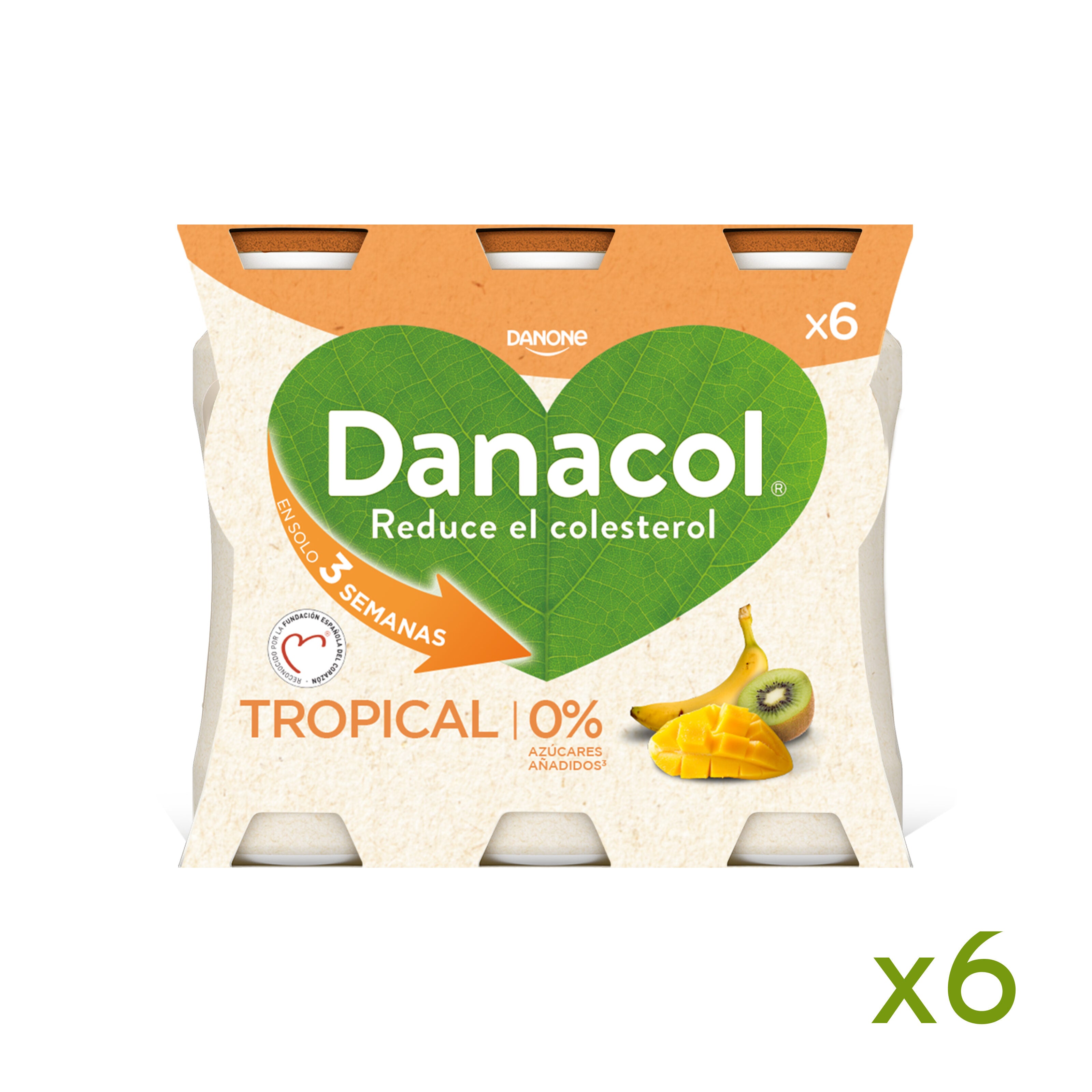 Yogur liquido tropical danacol 0% Danone p6 100g/u