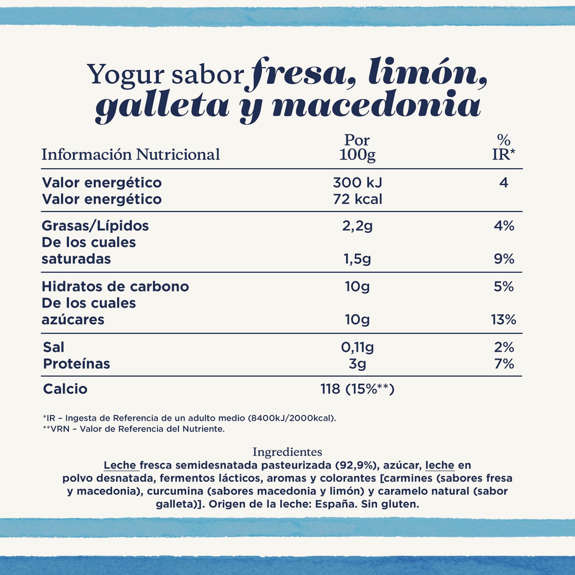 Yogur sabores fres/mace/limo/gall Danone p8 120g/u