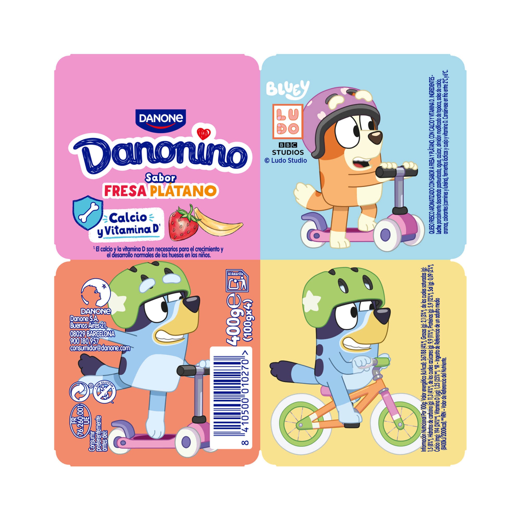 Petit suise maxi fres/plat danonino Danone p4 100g/u