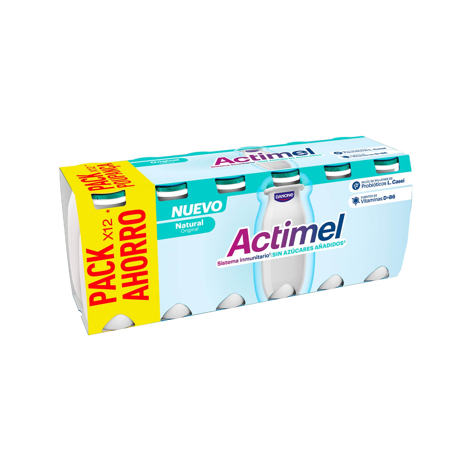 Yogur liquido nas natural actimel Danone p12 100g/u