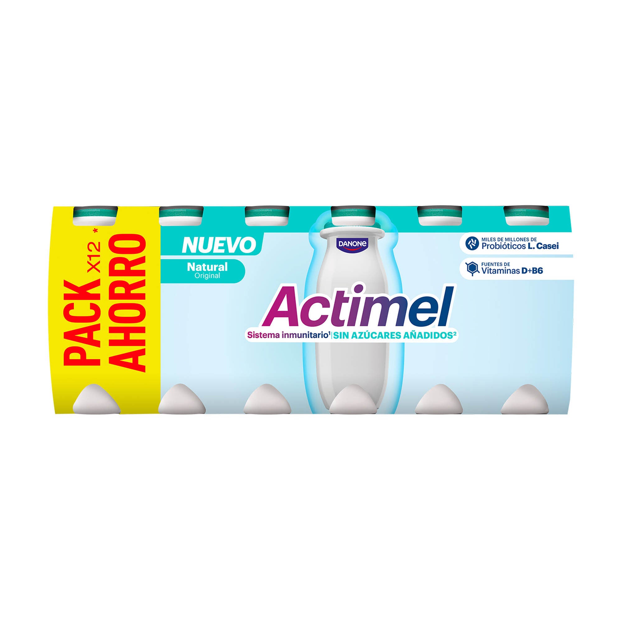 Yogur liquido nas natural actimel Danone p12 100g/u