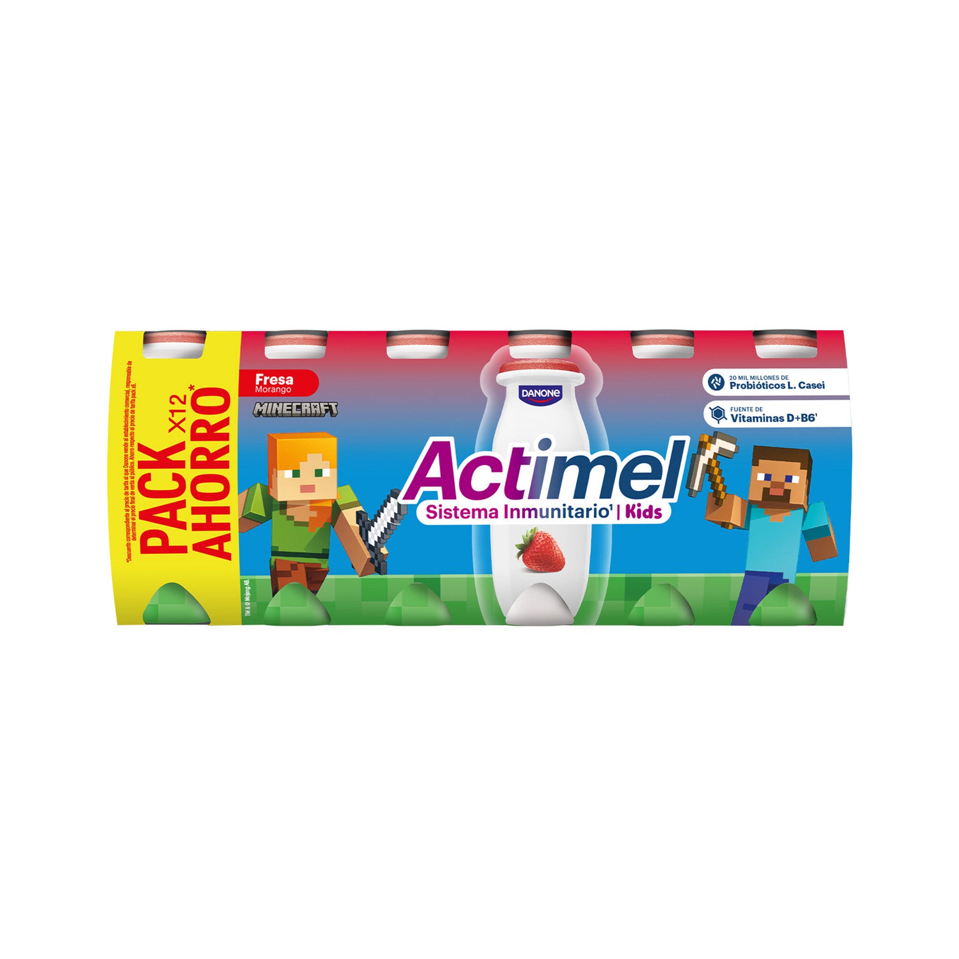 Yogur liquido fresa actimel Danone p12 100g/u