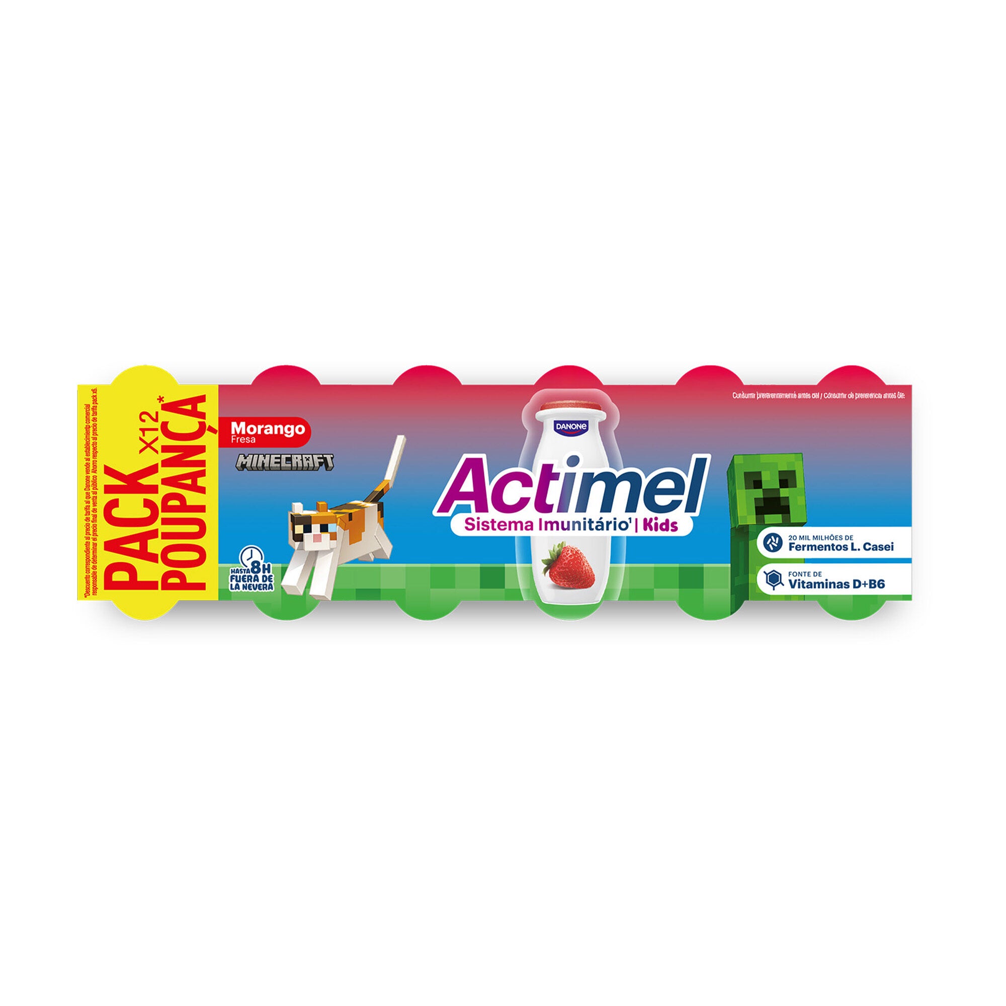 Yogur liquido fresa actimel Danone p12 100g/u