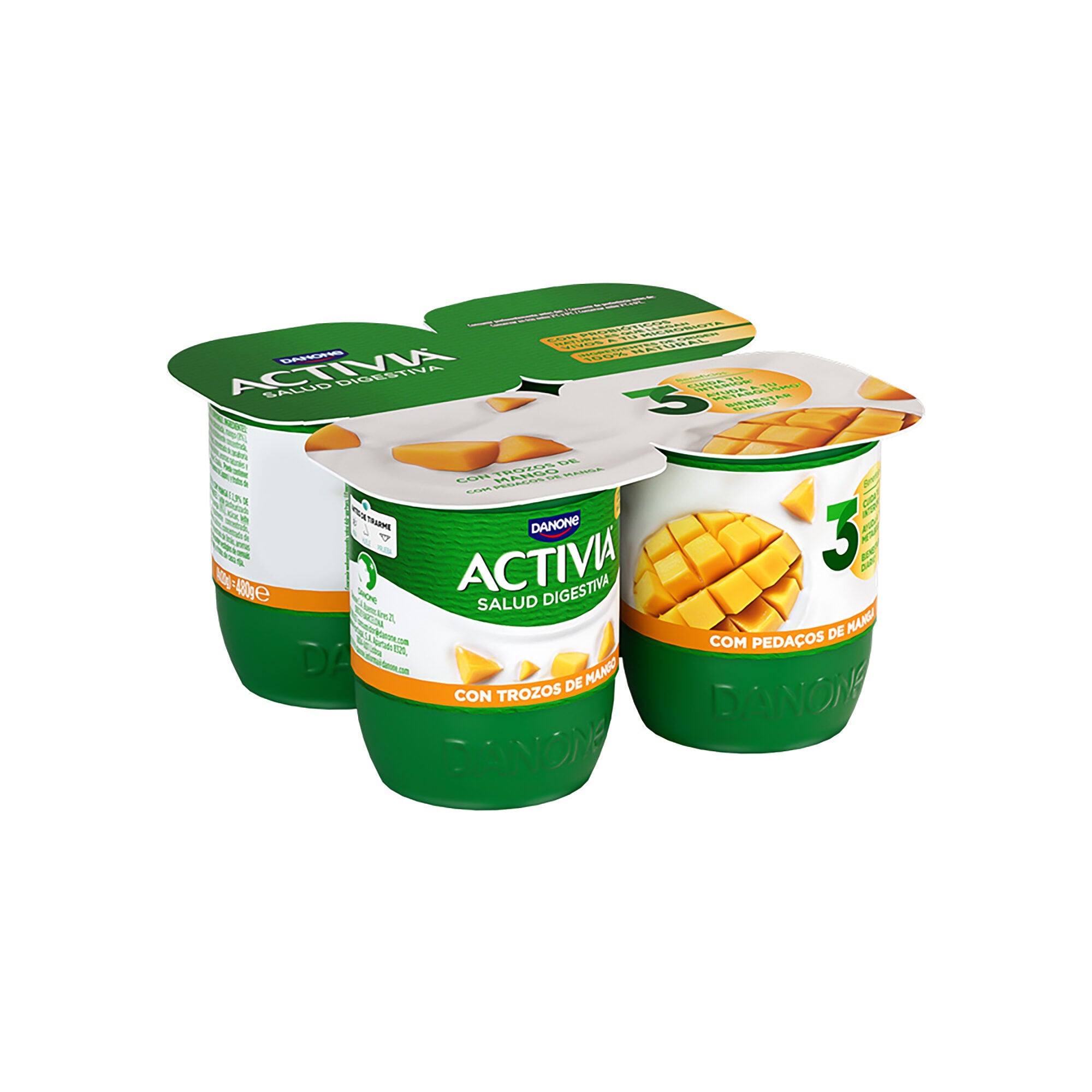 Yogur bifidus c/mango activia Danone p4 125g/u