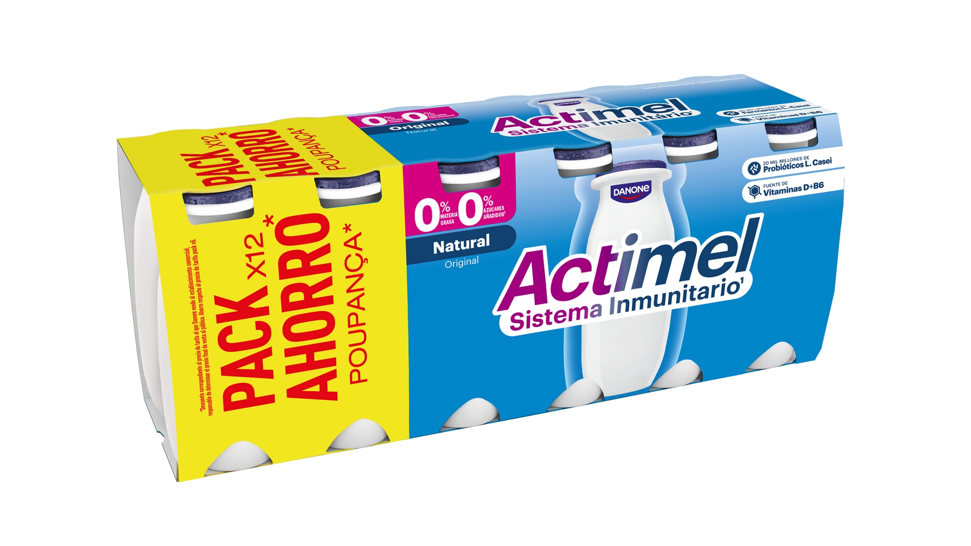 Yogur liquido natural actimel 0% Danone p12 100g/u