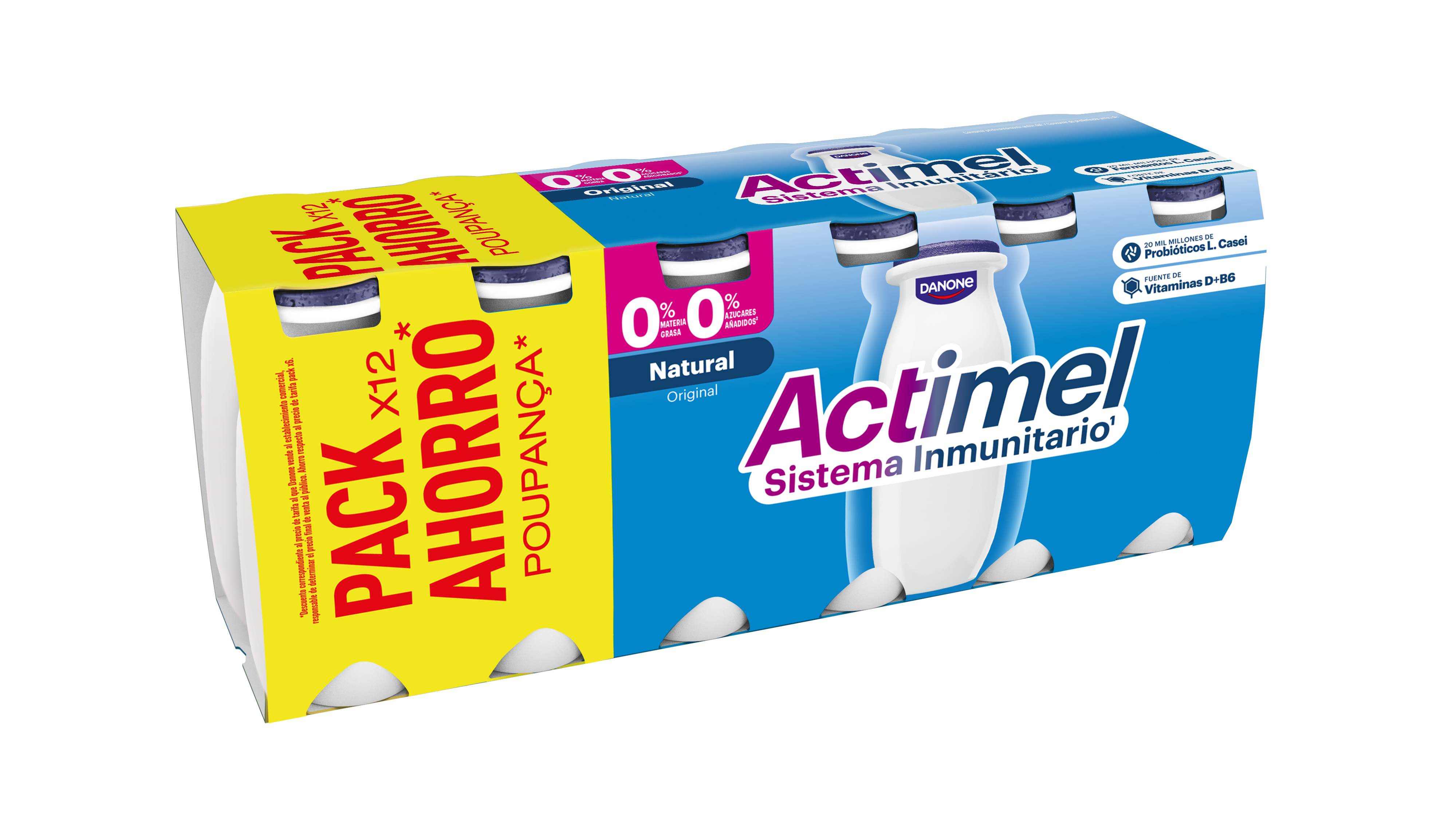 Yogur liquido natural actimel 0% Danone p12 100g/u