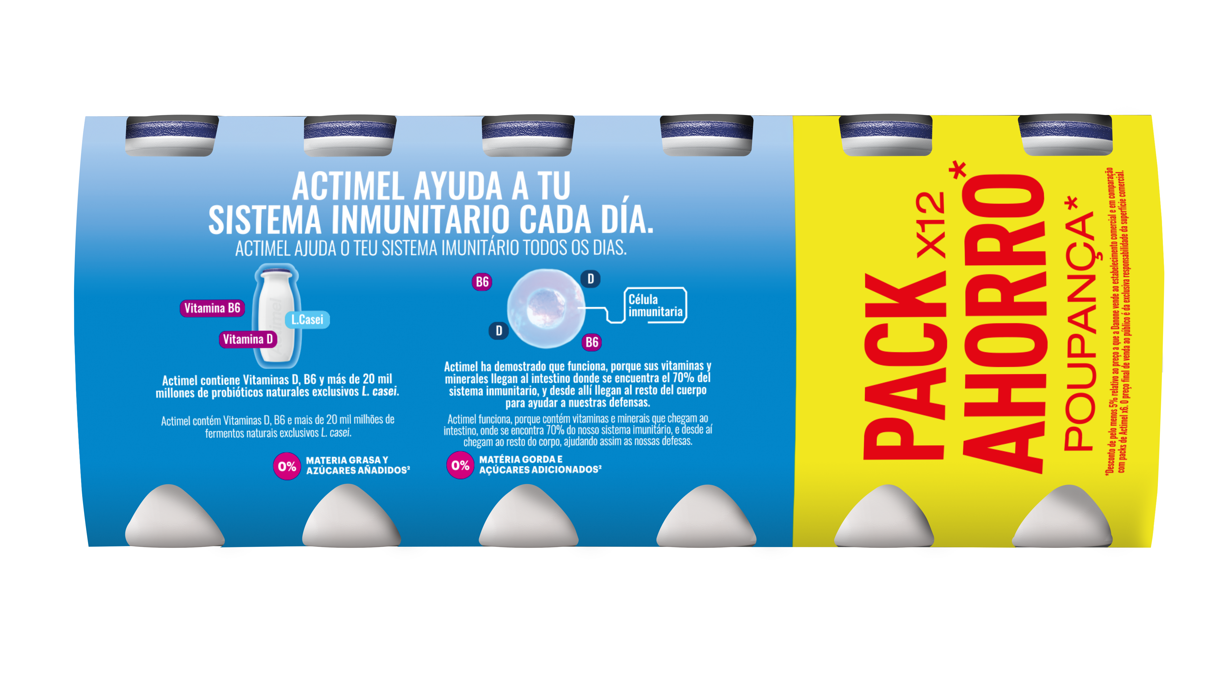 Yogur liquido natural actimel 0% Danone p12 100g/u