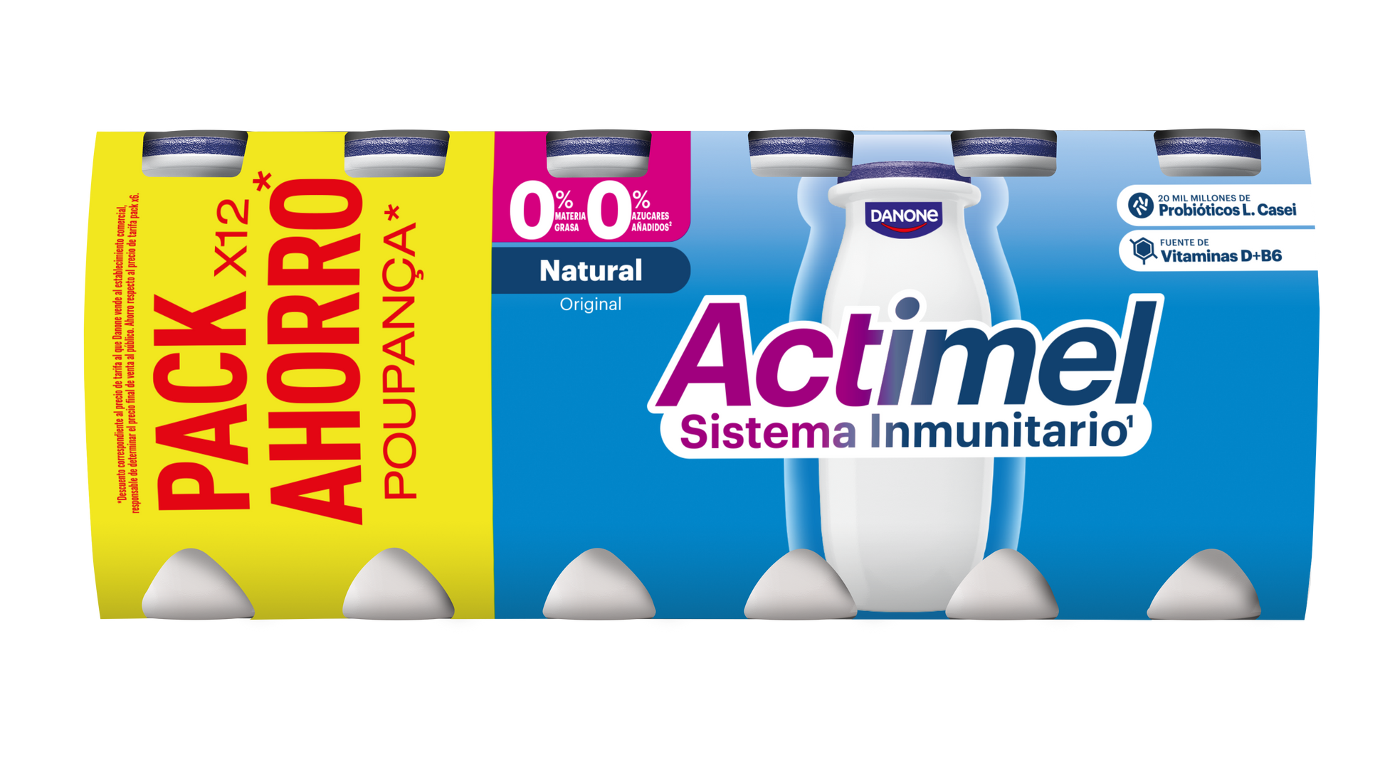 Yogur liquido natural actimel 0% Danone p12 100g/u
