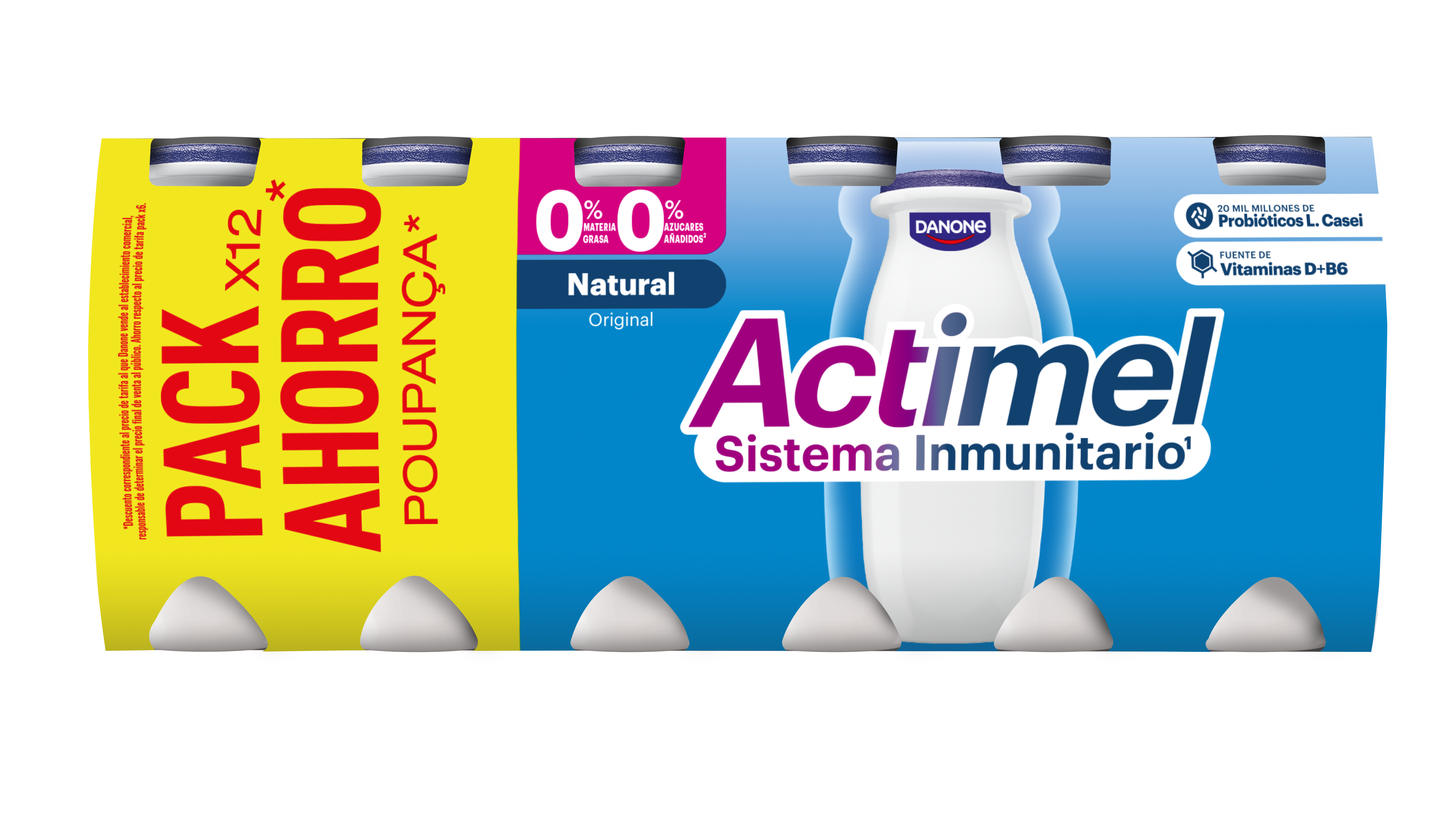 Yogur liquido natural actimel 0% Danone p12 100g/u