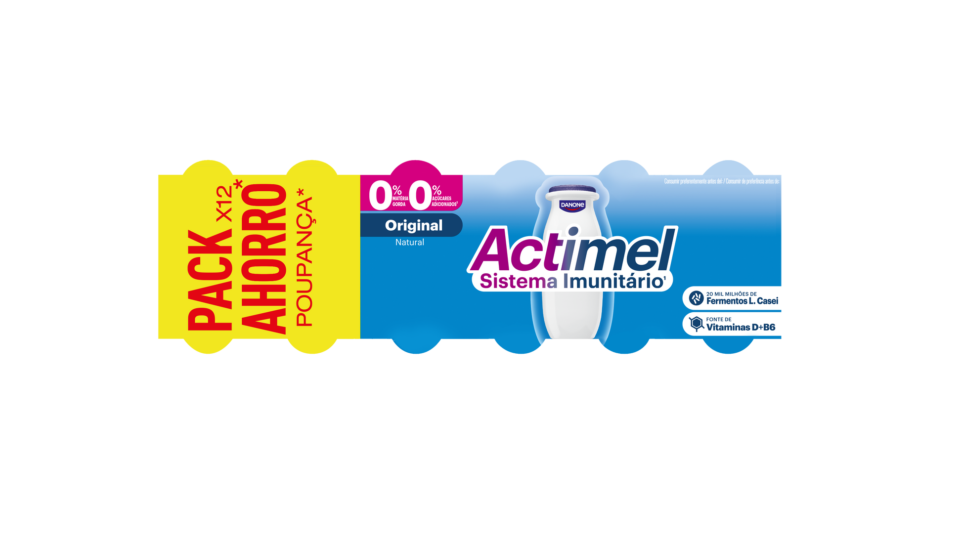 Yogur liquido natural actimel 0% Danone p12 100g/u