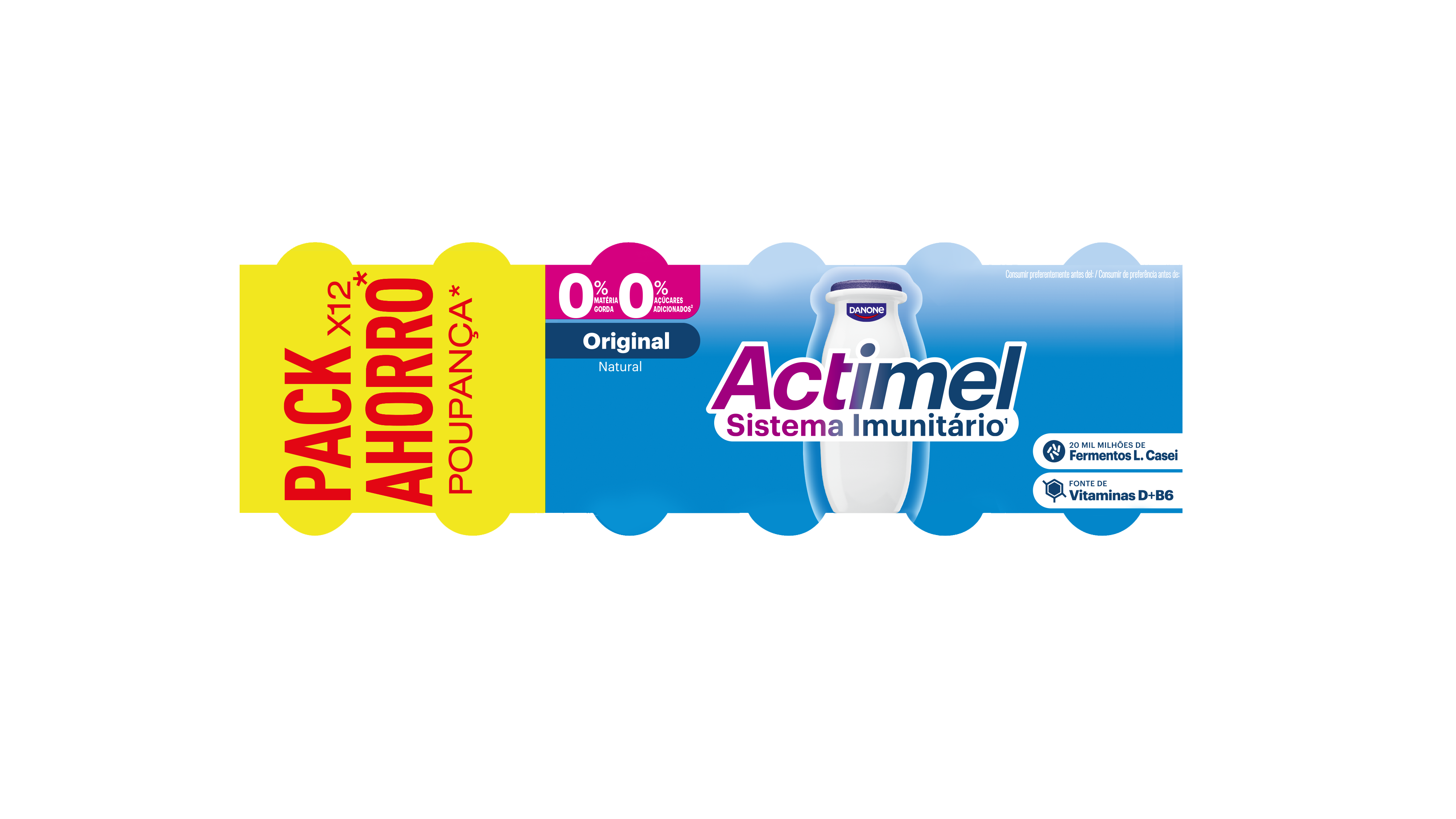 Yogur liquido natural actimel 0% Danone p12 100g/u
