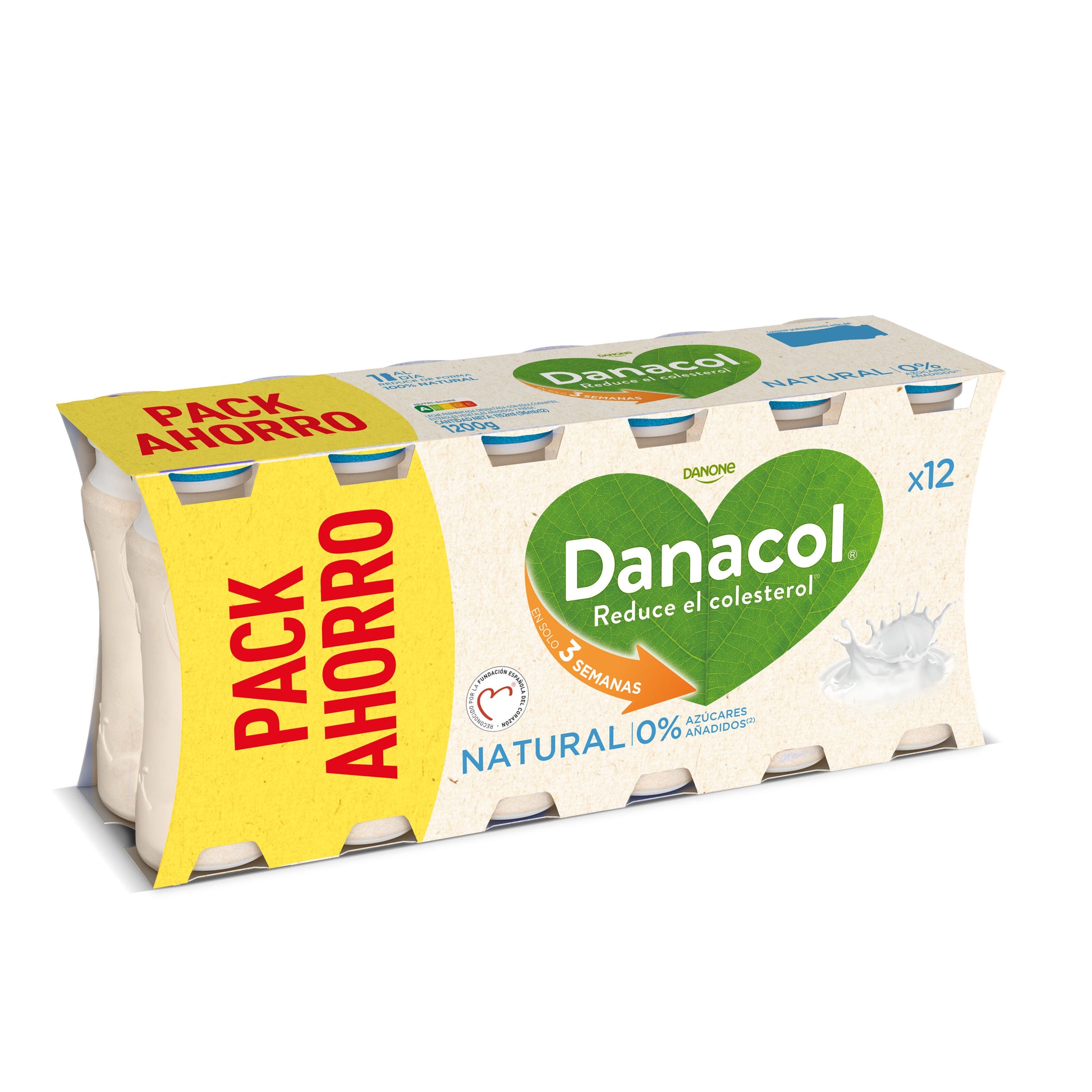Yogur liquido natural danacol 0% Danone p12 100g/u