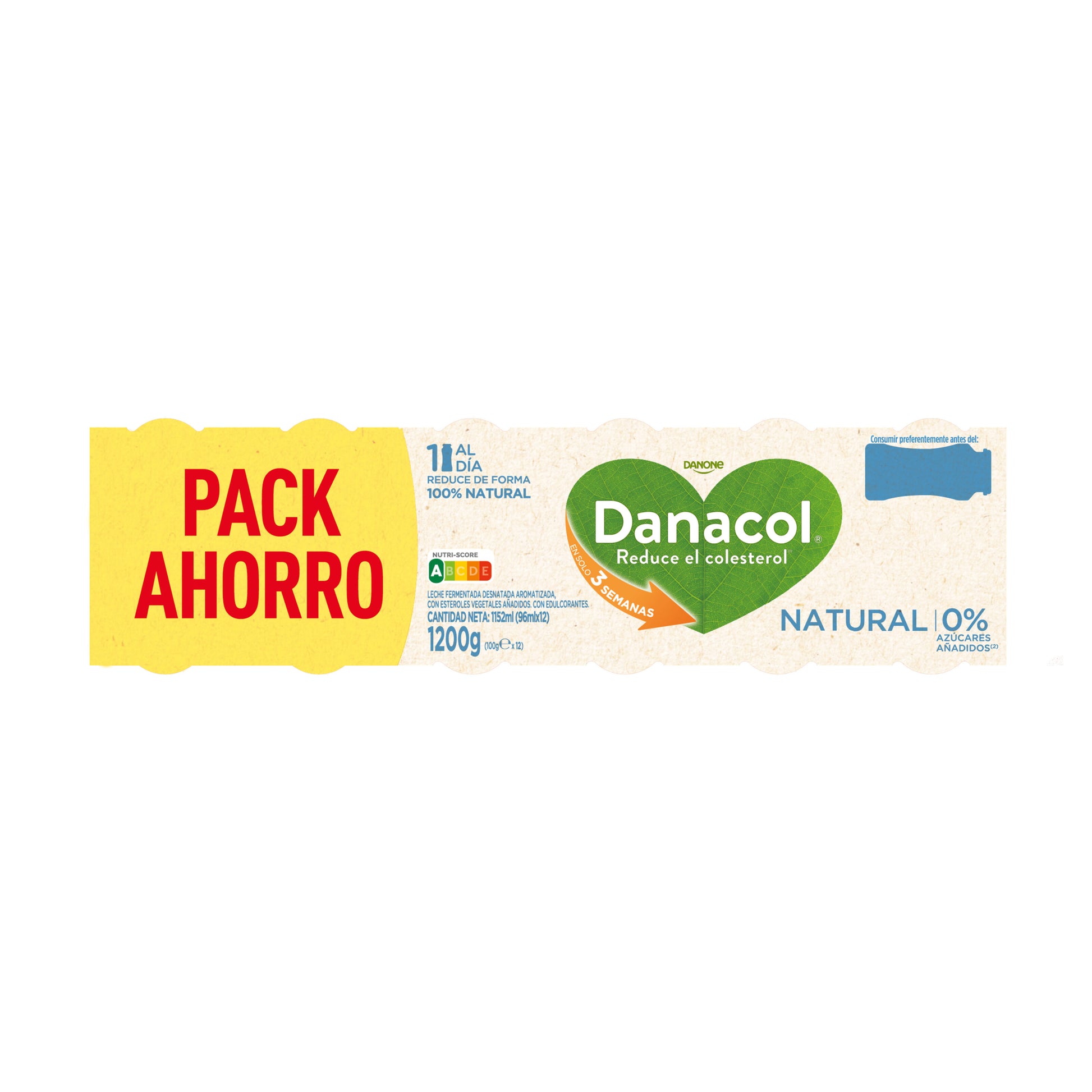 Yogur liquido natural danacol 0% Danone p12 100g/u