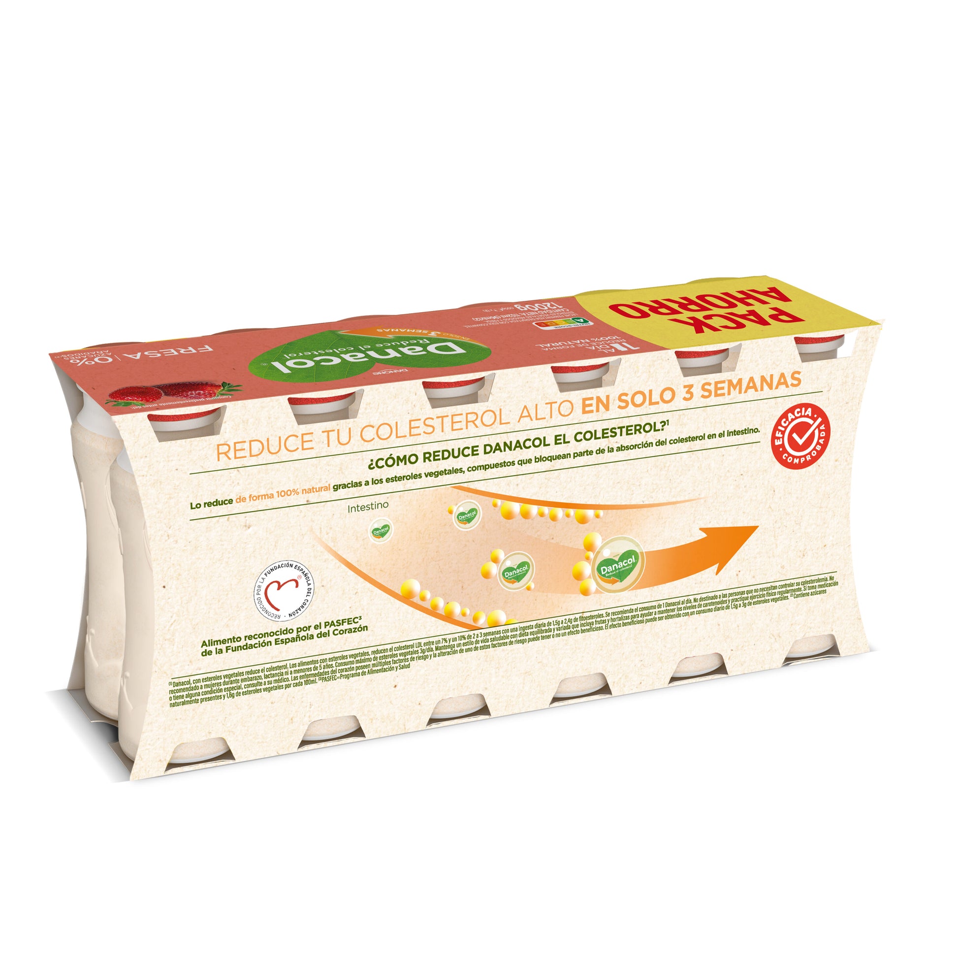 Yogur liquido fresa danacol 0% Danone p12 100g/u