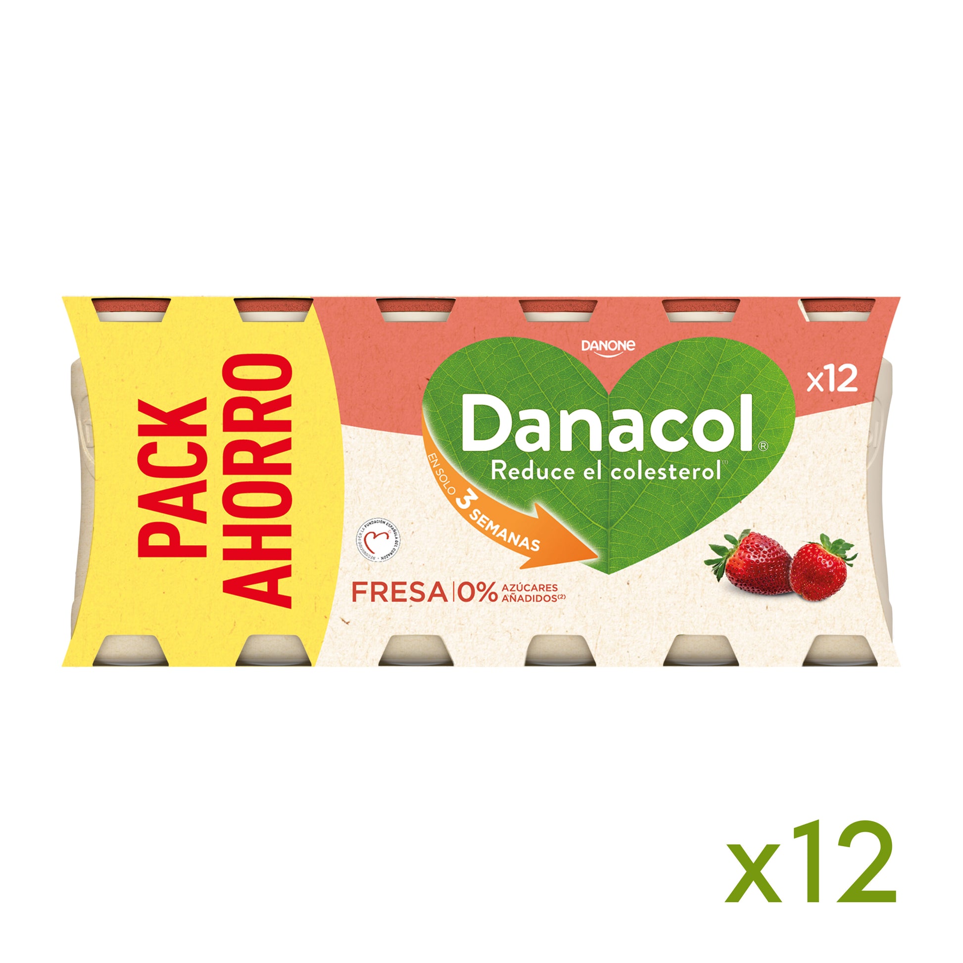 Yogur liquido fresa danacol 0% Danone p12 100g/u