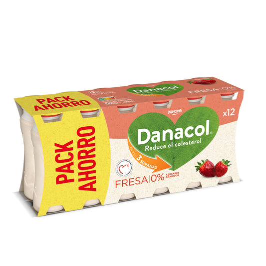 Yogur liquido fresa danacol 0% Danone p12 100g/u La Despensa
