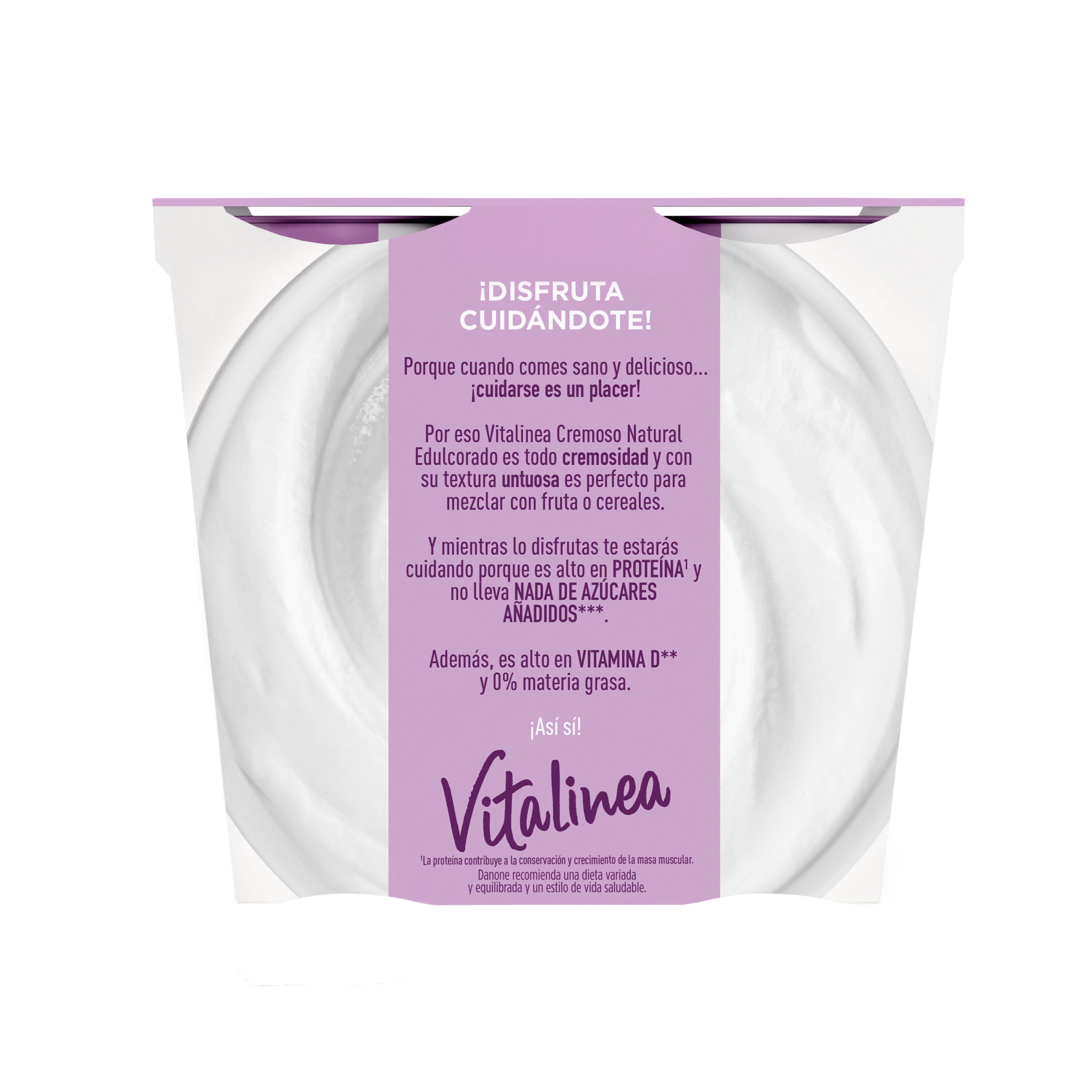 Yogur desnatado cremoso natural edulc vitaline 0% Danone p4 125g/u