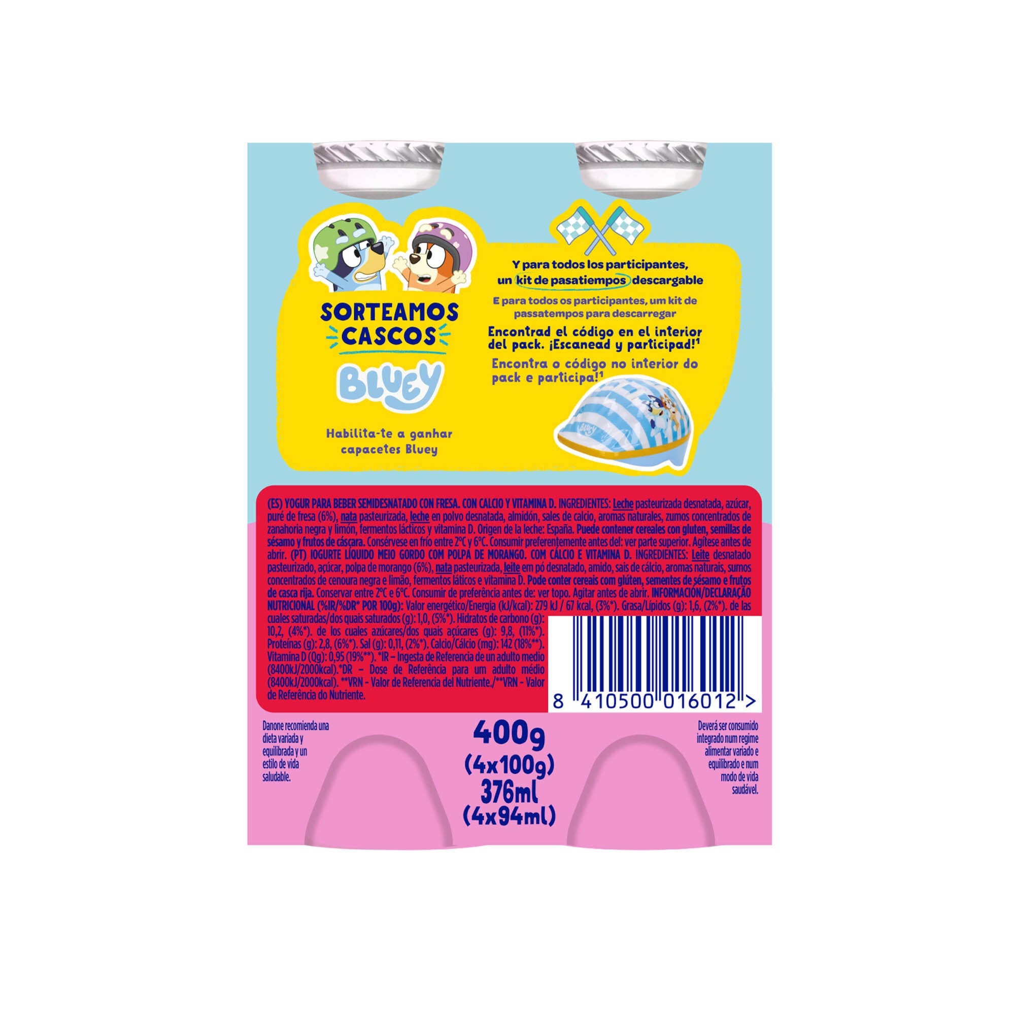 Yogur liquido fresa bebedino danonino Danone p4 100g/u