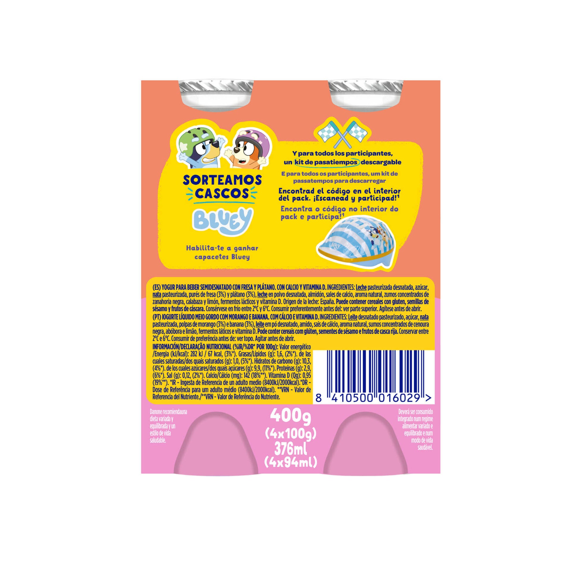 Yogur liquido fres/plat bebedi danonin Danone p4 100g/u