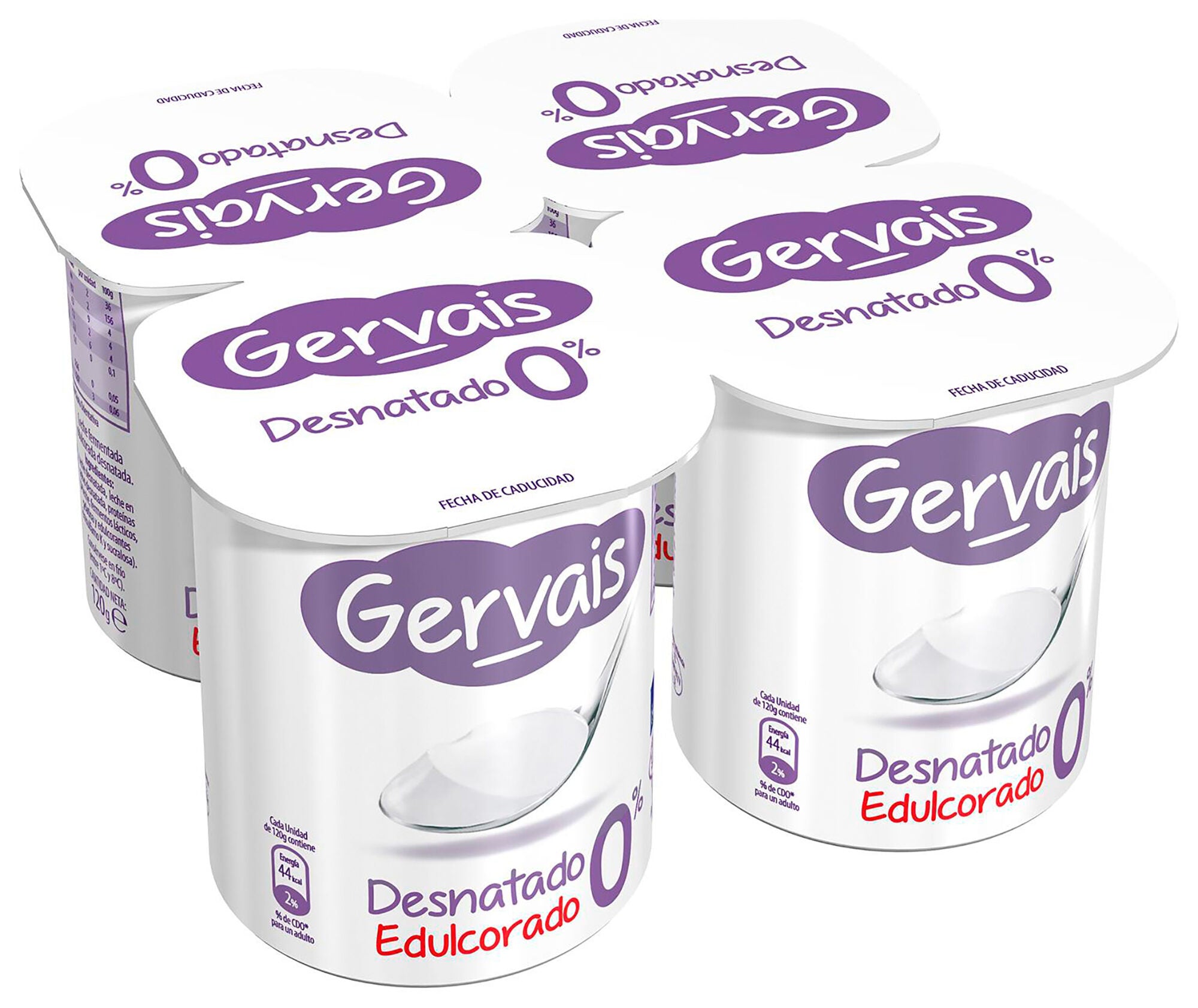 Yogur natural edulcorado 0% Gervais p4 120g/u